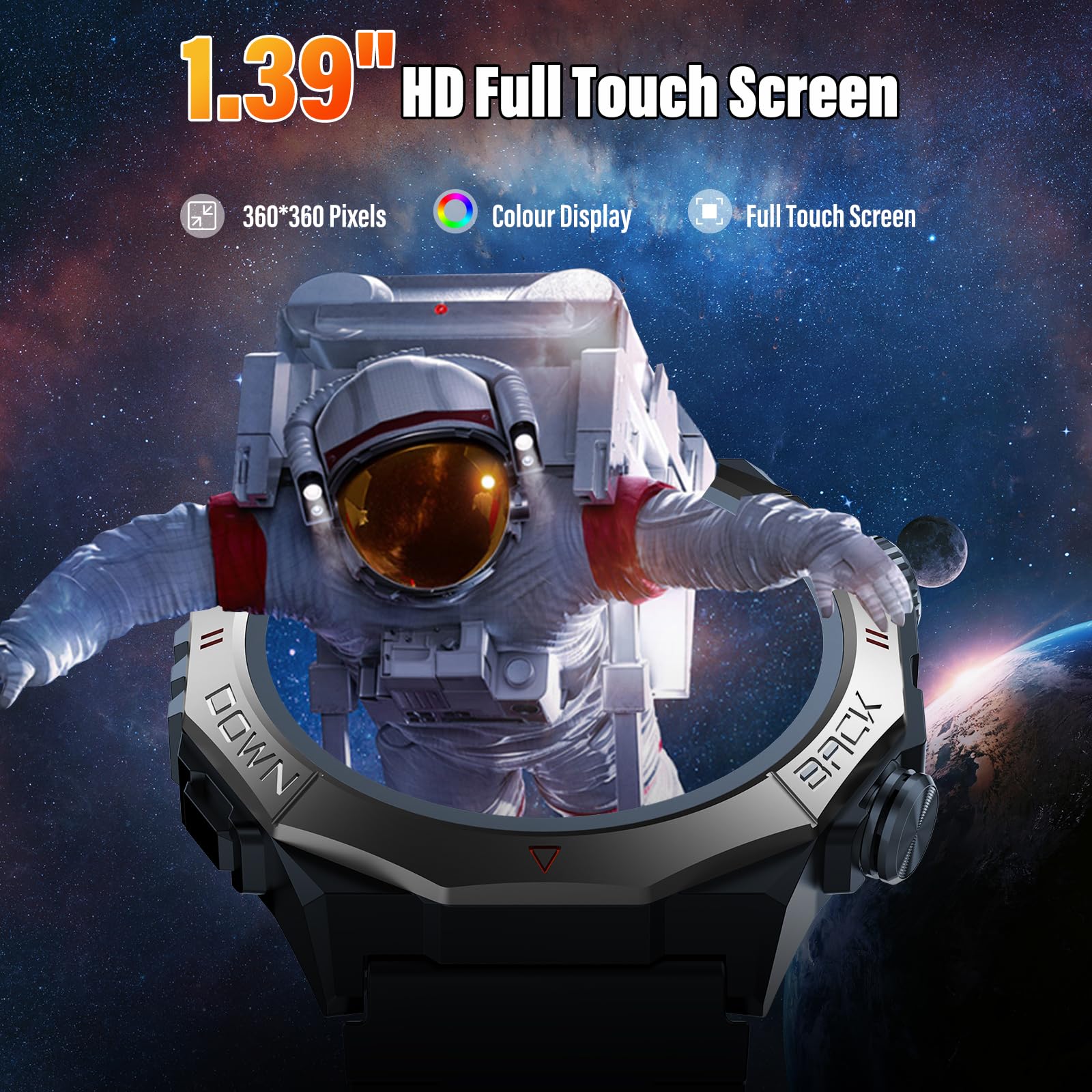 Military Smart Watches For Men(Answer/Make Calls), 1.39 ''Hd Fitness Watch, 24/7 Heart Rate Sleep Monitor, Smart Watch For Men 1