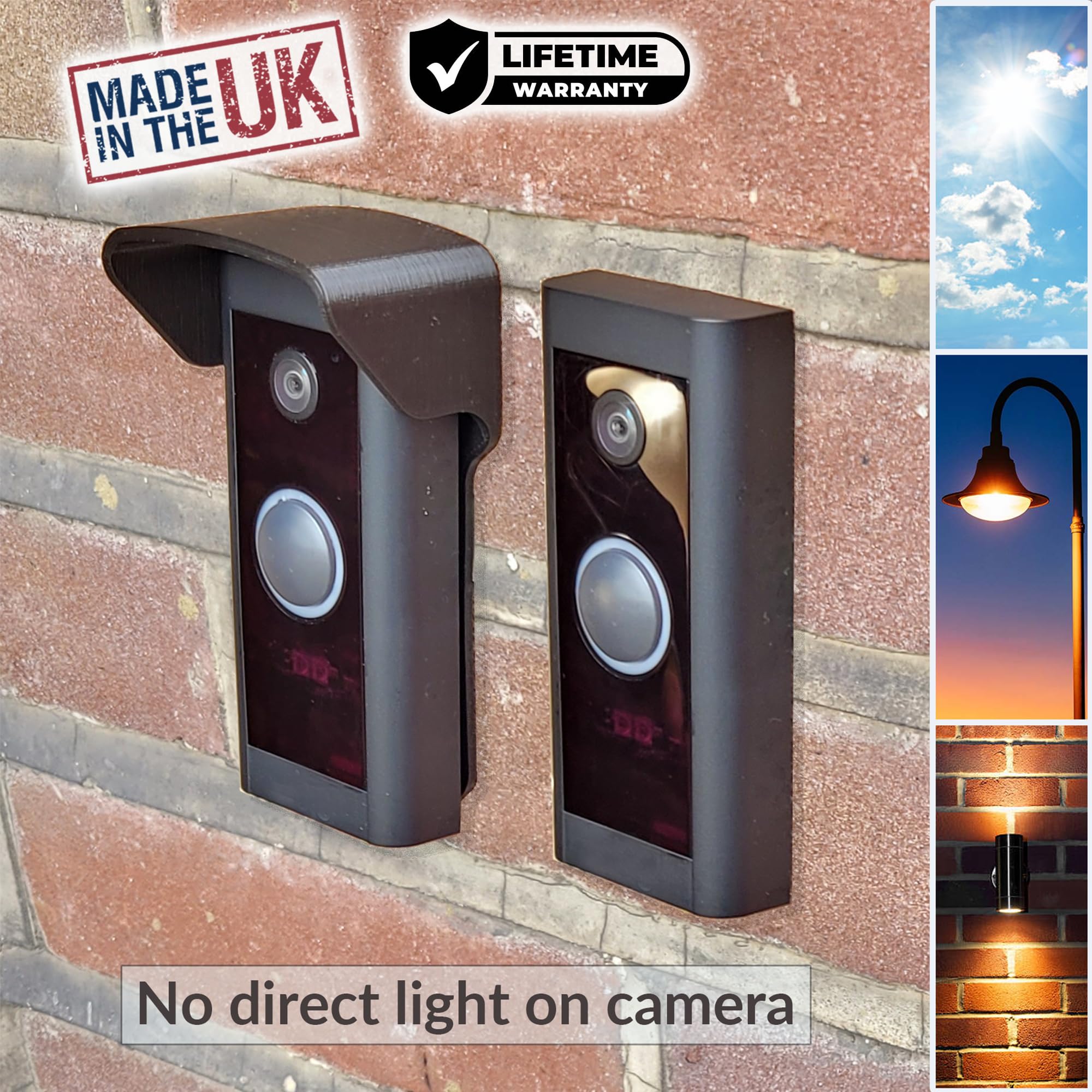 Mars Outpost Ringwired Cover Hood Shield For Rain Glare Sun Shade Protection, Black Plastic, Wall Mount