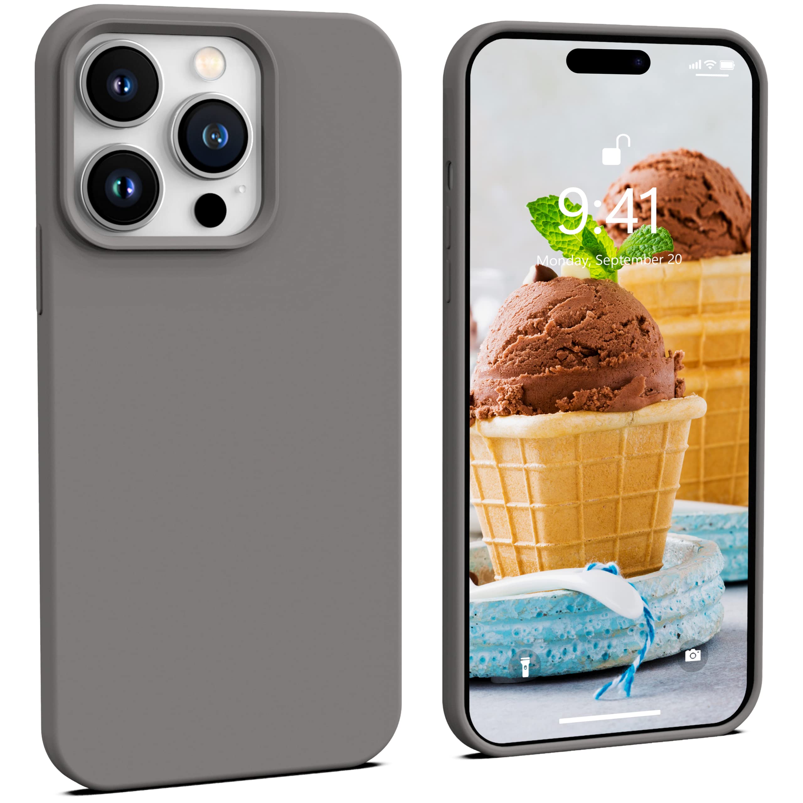 Icesword Iphone 14 Pro Case Deep Stone (2022), Liquid Silicone Case Phone Cover Slim Protective, Soft Anti Scratch Microfiber Li