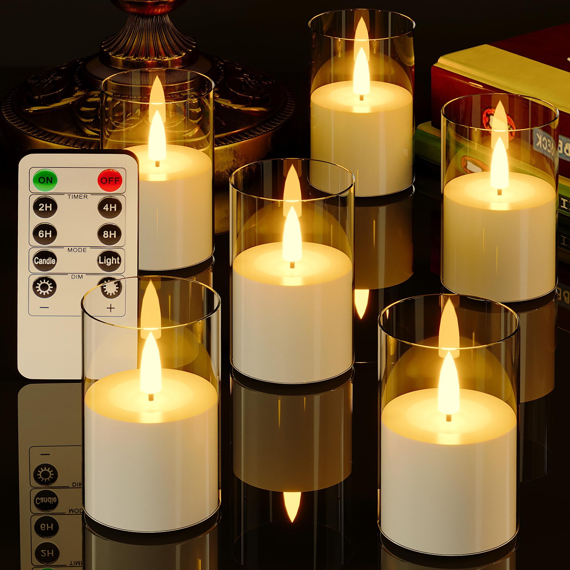 6Pack Flickering Flameless Candles With Remote, Led Candles Battery Powered, Small Flameless Pillar Candles, Votive Candles Batt