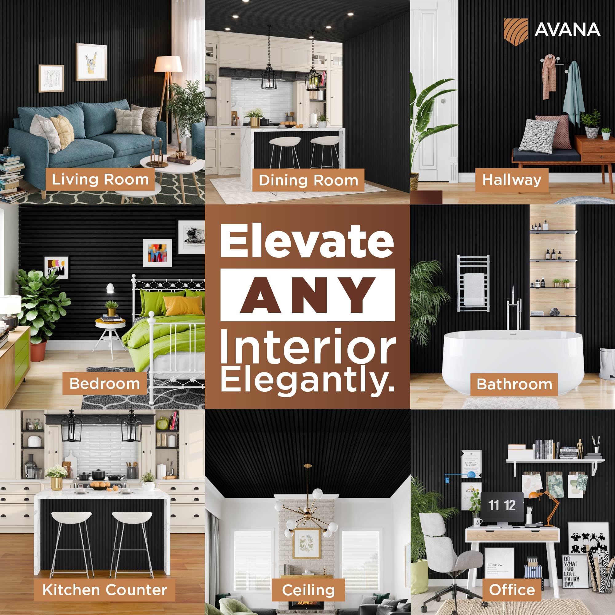 Avana Acoustic Wood Wall Panels   94.4 X 12.6 Inch Black Oak Acoustic Panels 2 Pcs   Wall Panels For Interior Wall Decor For Hom