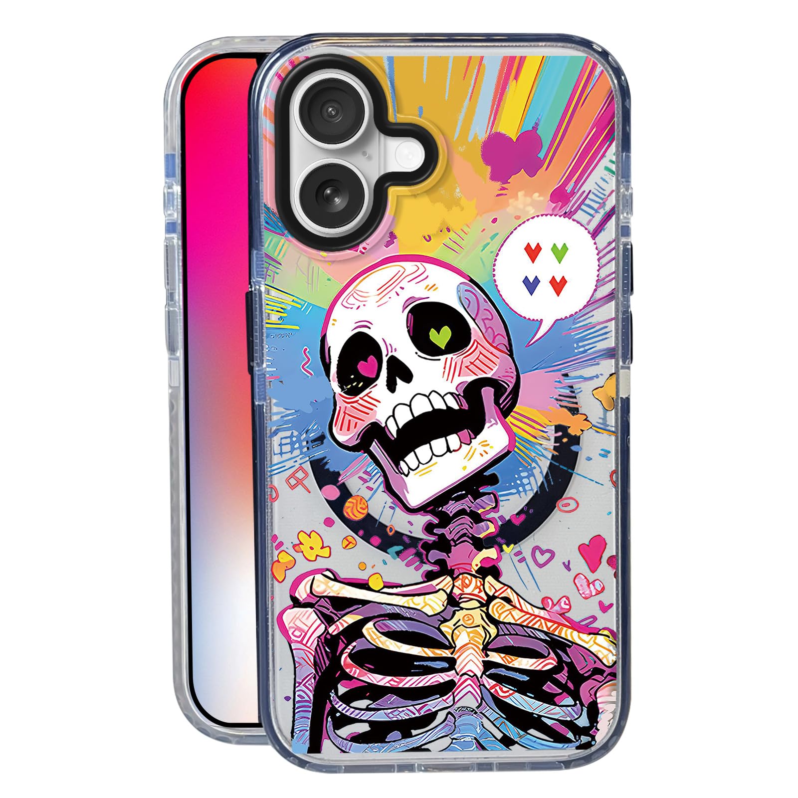 Nimeey Love Skeleton for iPhone 17 Case,MagSafe Compatible,Matte Soft Slim Shockproof Cover,Anti-Fingerprint,Anti-Yellowing,Anti