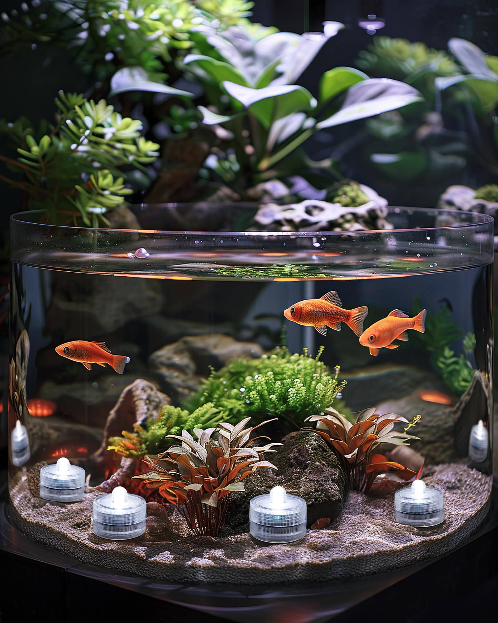 Homemory 24Pcs Mini Submersible Led Lights, 150+Hour Waterproof Small Tealight Candles,Battery Operated Underwater Efx Light For