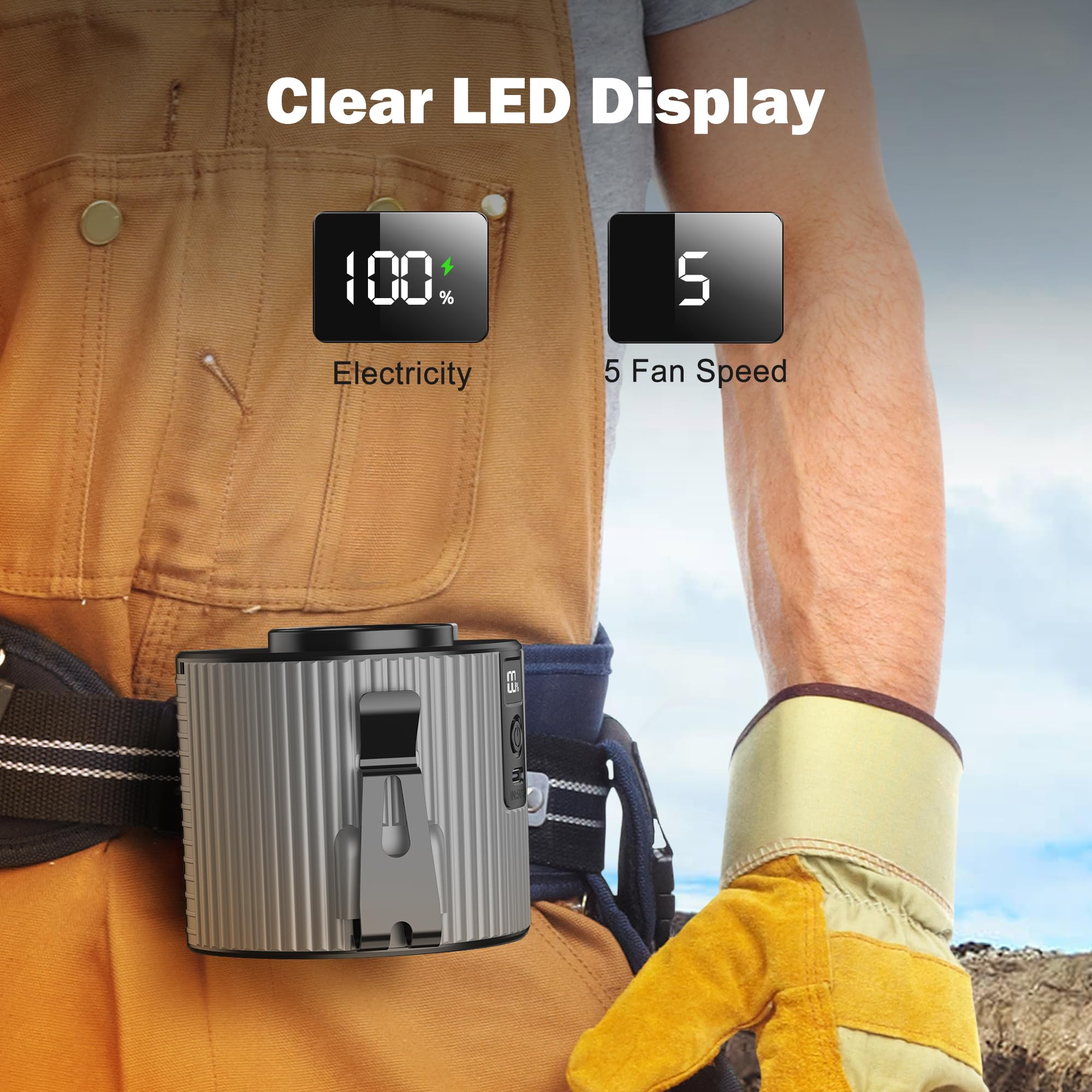 Amacool Portable Waist Fan, 11000Rpm Strong Airflow With 5 Speeds, 20Hrs Cooling, Personal Waist Clip Fan, Hands-Free Shirt Fans