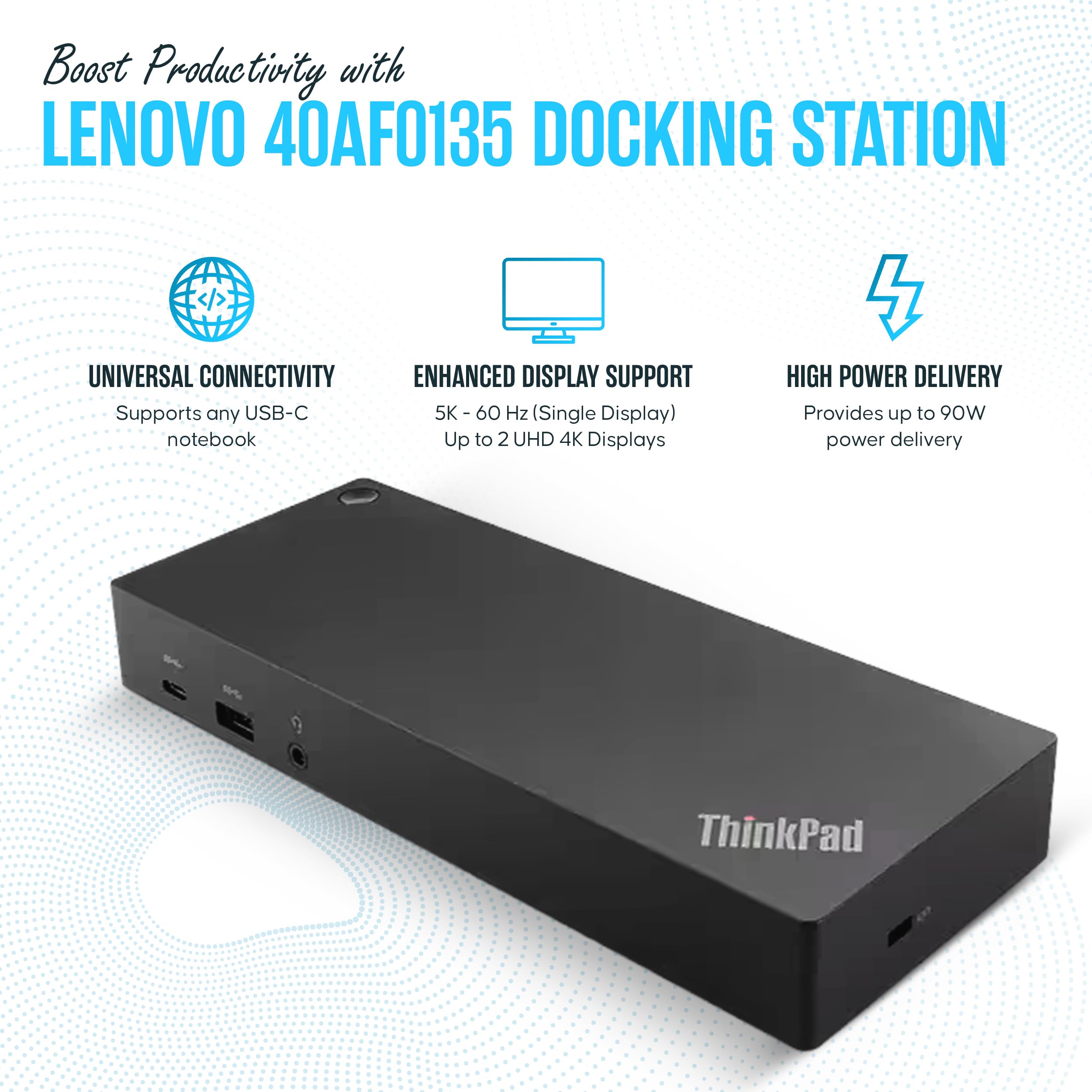 40Af0135Us Lenovo Docking Station Hybrid Usb C With Usb A   1 Year Warranty   Lenovo Thinkpad Dock Usb C With 135W Ac Adapter, H