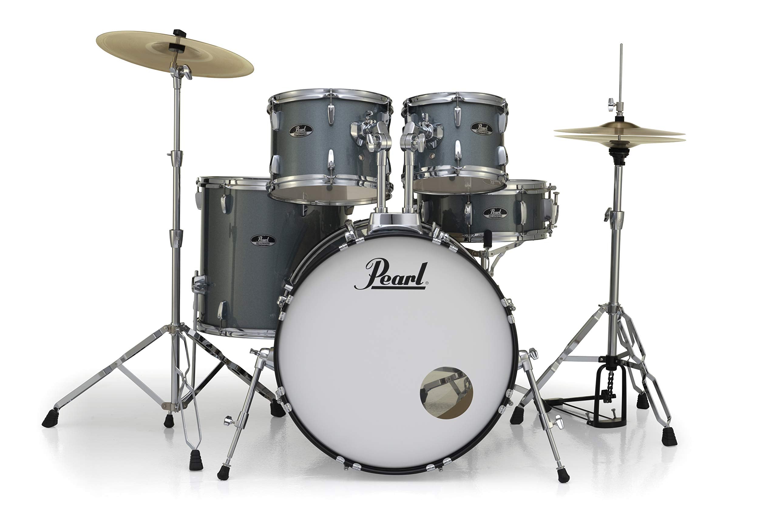 Pearl Roadshow Drum Set 5-Piece Complete Kit with Cymbals and Stands, Charcoal Metallic (RS525SC/C706)