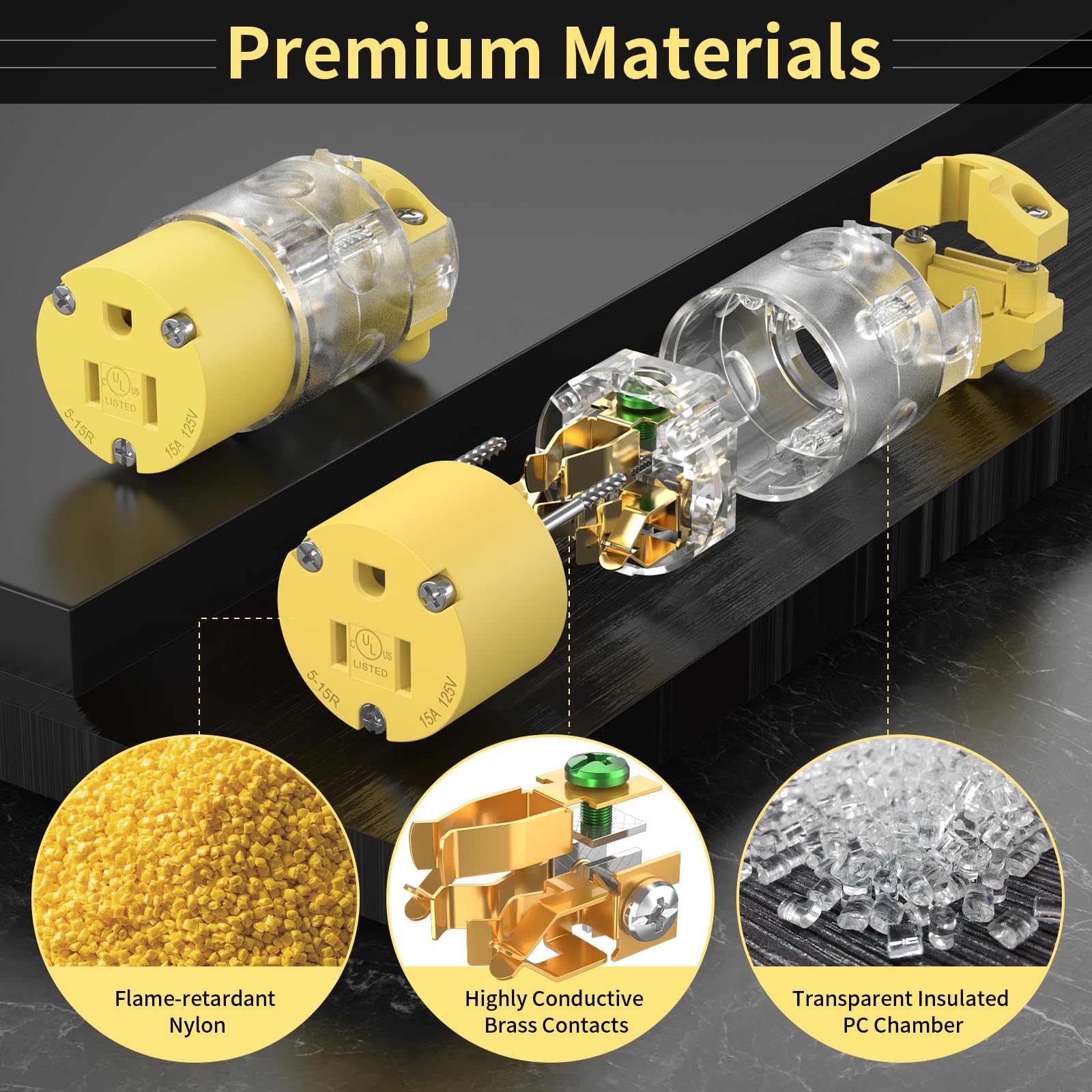 110V Female Plug Receptacle Illuminated Electrical Outlet Drop Cord Extension Cord Replacement Ends With Green Neon Light Nema 5