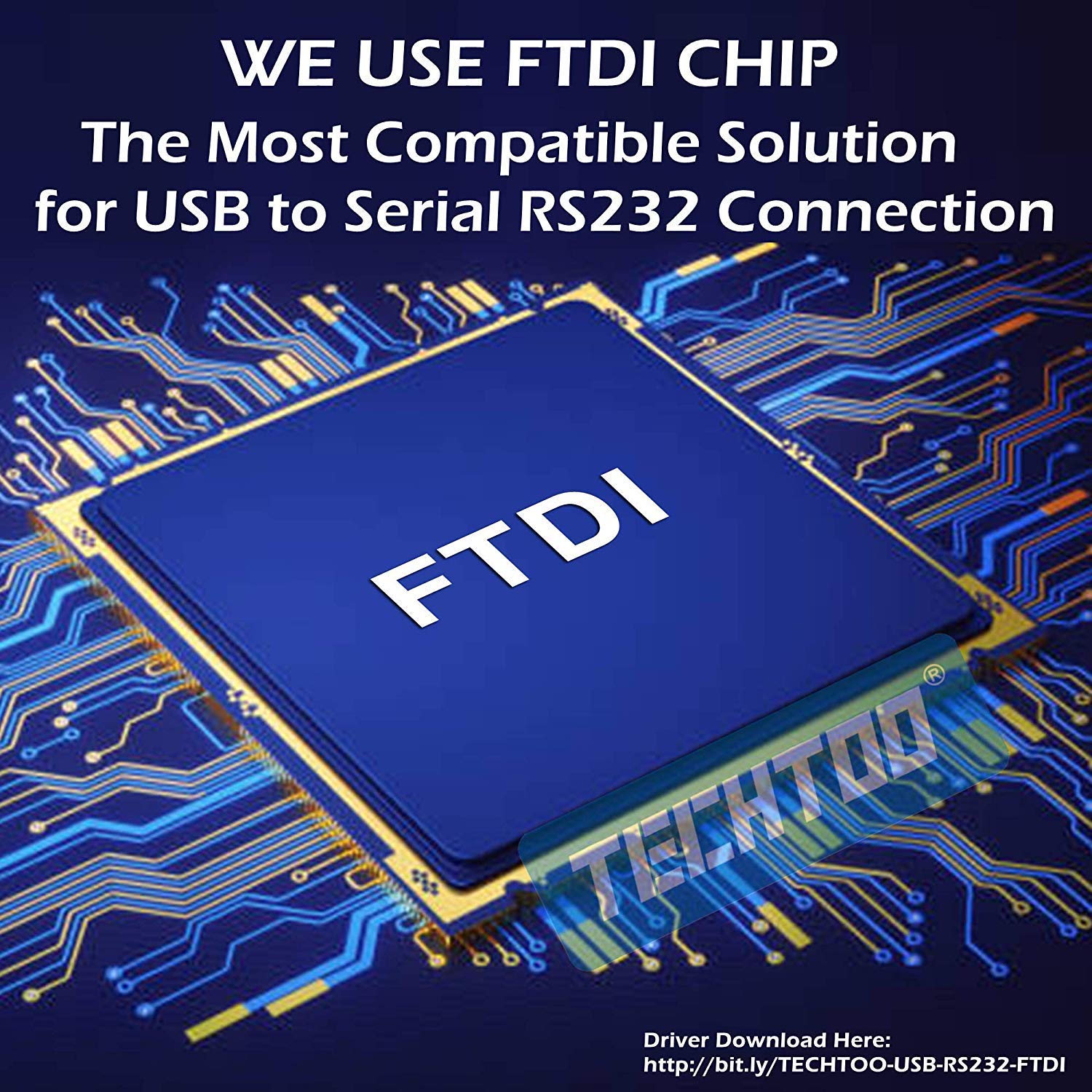 Techtoo 4 Port Professional Ftdi Chip Usb To Serial Rs232 Db9 Adapter Converter Serial Cable 9-Pin Male To Male With Thumbscrews