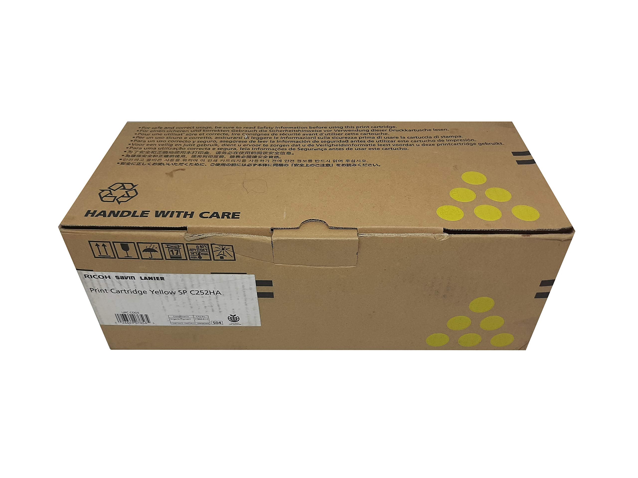 Ricoh 407656 Toner, 6,000 Page Yield, Yellow