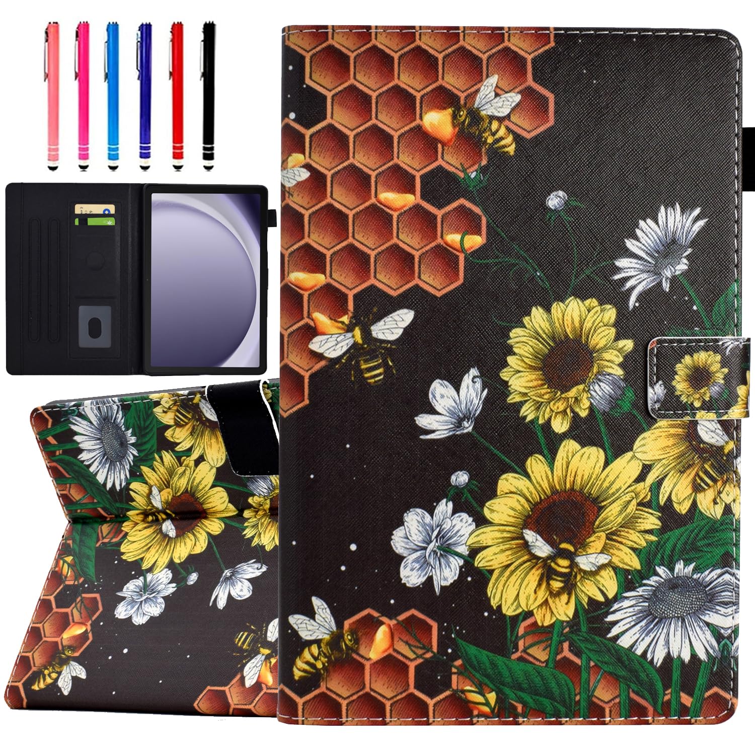 Case For Galaxy Tab A9+/A9 Plus 11 Inch 2024 (Sm X210/X216/X218), Funut Pu Leather Folio Cover Multi Angle Stand With Auto Wake/