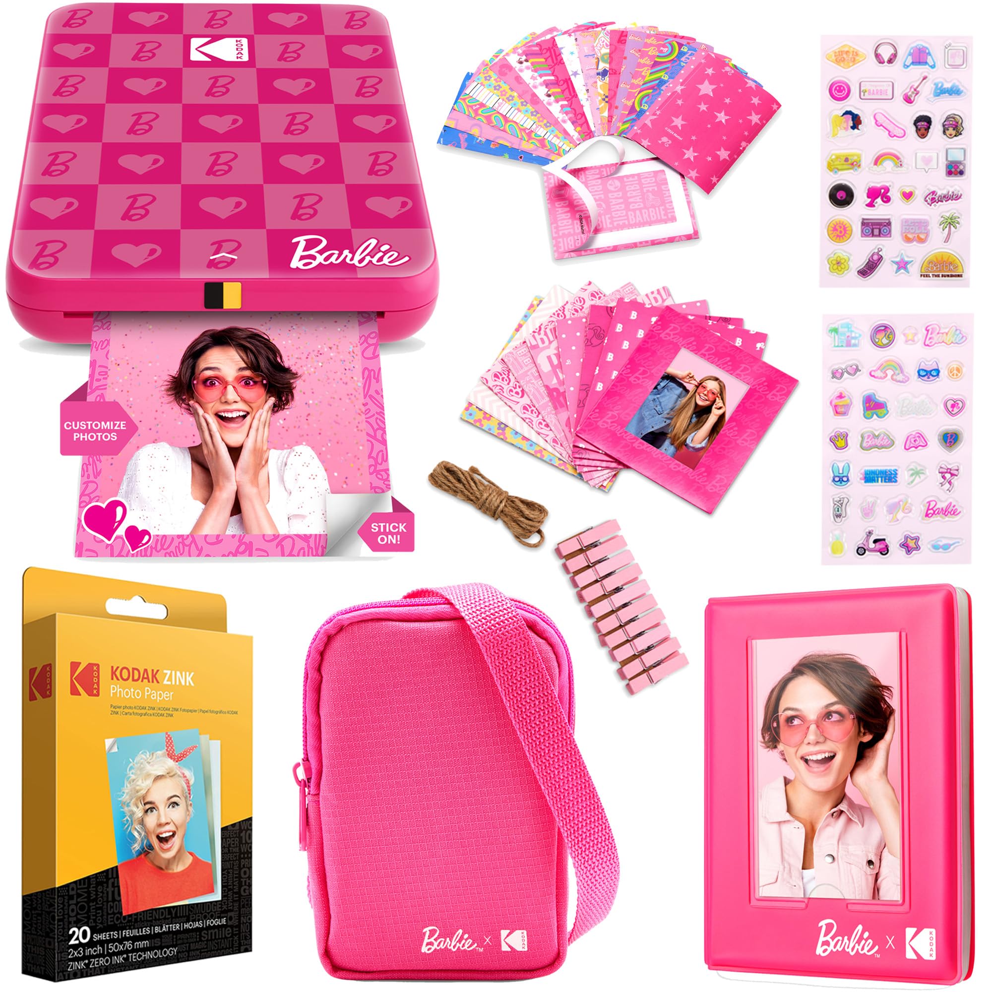 Kodak X Barbie Step Slim Wireless Instant Portable Photo Mobile Printer Gift Bundle (Iconic Style)+ Barbie Camera Case, Photo Al
