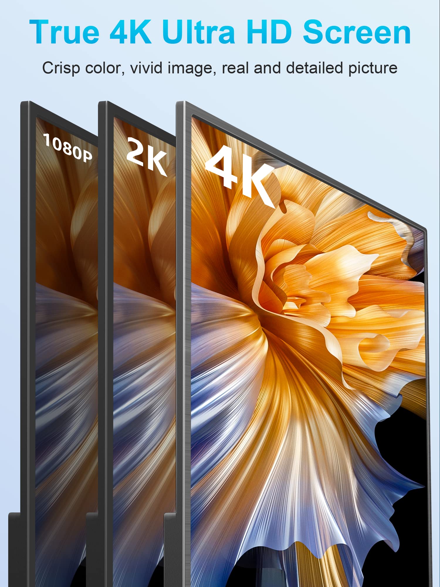 Magicraven 4K Portable Monitor, 13.3'' Uhd Ips Laptop Monitor, Slim Lightweight Dual Usb C Hdmi Computer Monitor Gaming Display