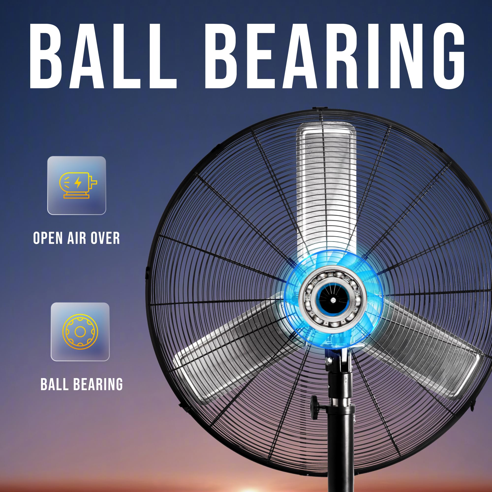 Tornado 30 Pedestal Fan, 8850 Cfm, High-Velocity With 3 Aluminum Blades, Oscillating, Ul Safety Approved, Industrial & Commercia