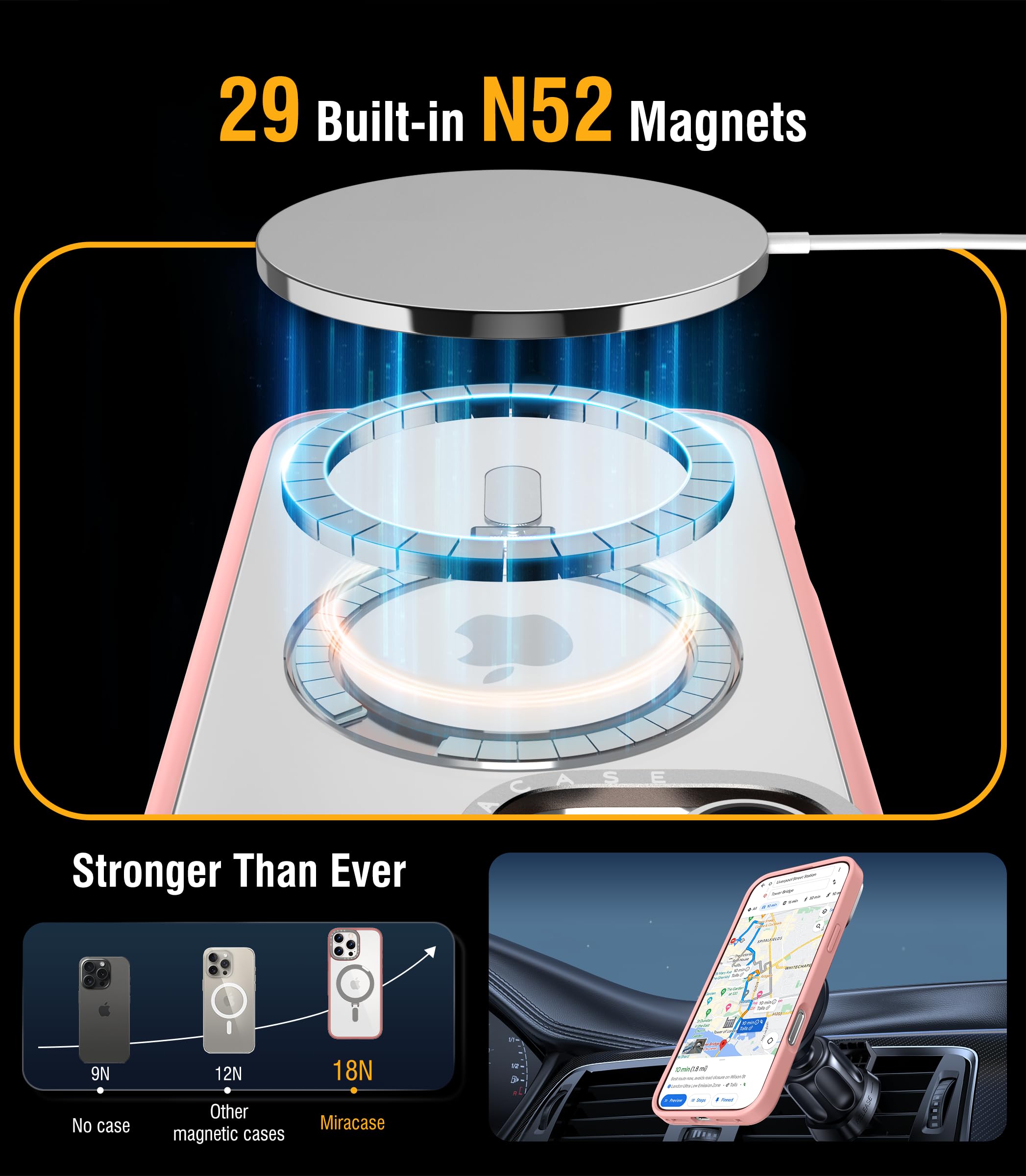 Miracase 2024 Magnetic For Iphone 16 Pro Max Case With Stand 6.9'' [Compatible With Magsafe] Shockproof Phone Case For Iphone 16