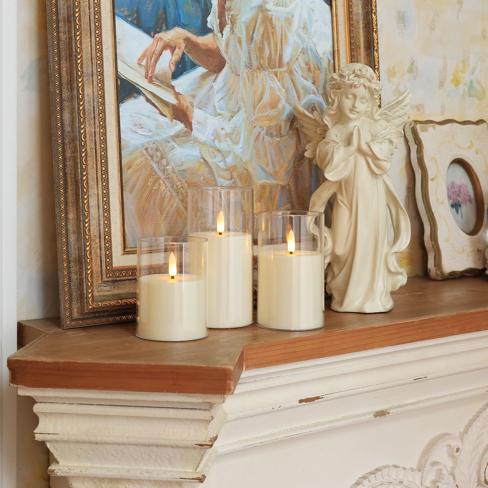 Flickering Flameless Candles With Remote, Acrylic White Candles Battery Operated, 3D Wick Led Candles Flickering With Timer, Ele