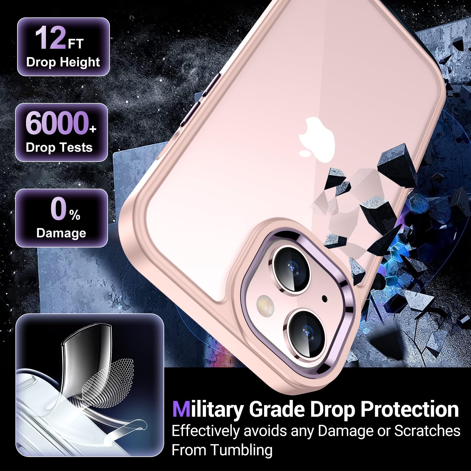 Temdan Designed For Iphone 15 Case Clear, [Non Yellowing] [Military Grade Drop Protection] Slim Thin Shockproof Protective Cover