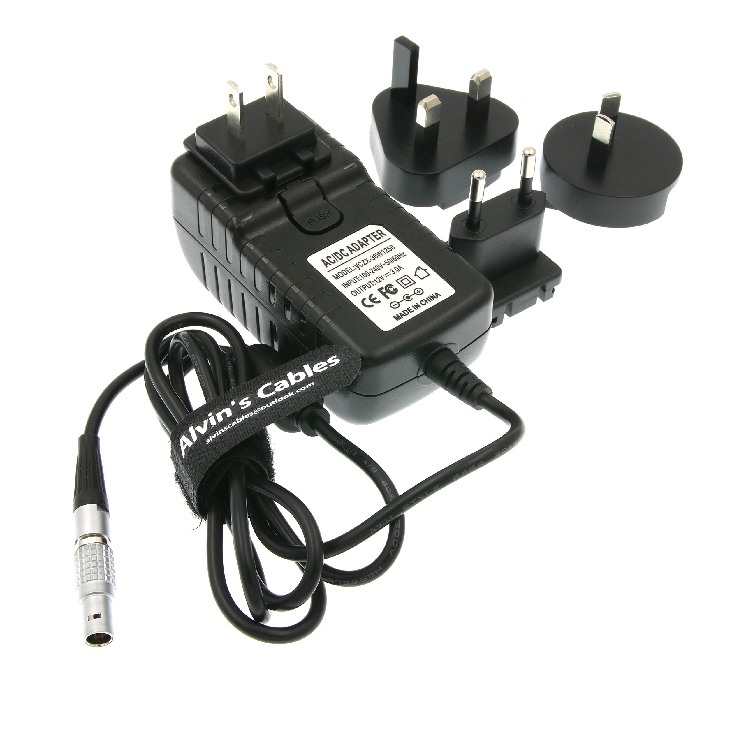 Alvin'S Cables 2 Pin Male To Universal Ac With Uk Eu Au Us Plugs Adapter Converter Power Cable For Z Cam E2 Flagship Teradek Cub