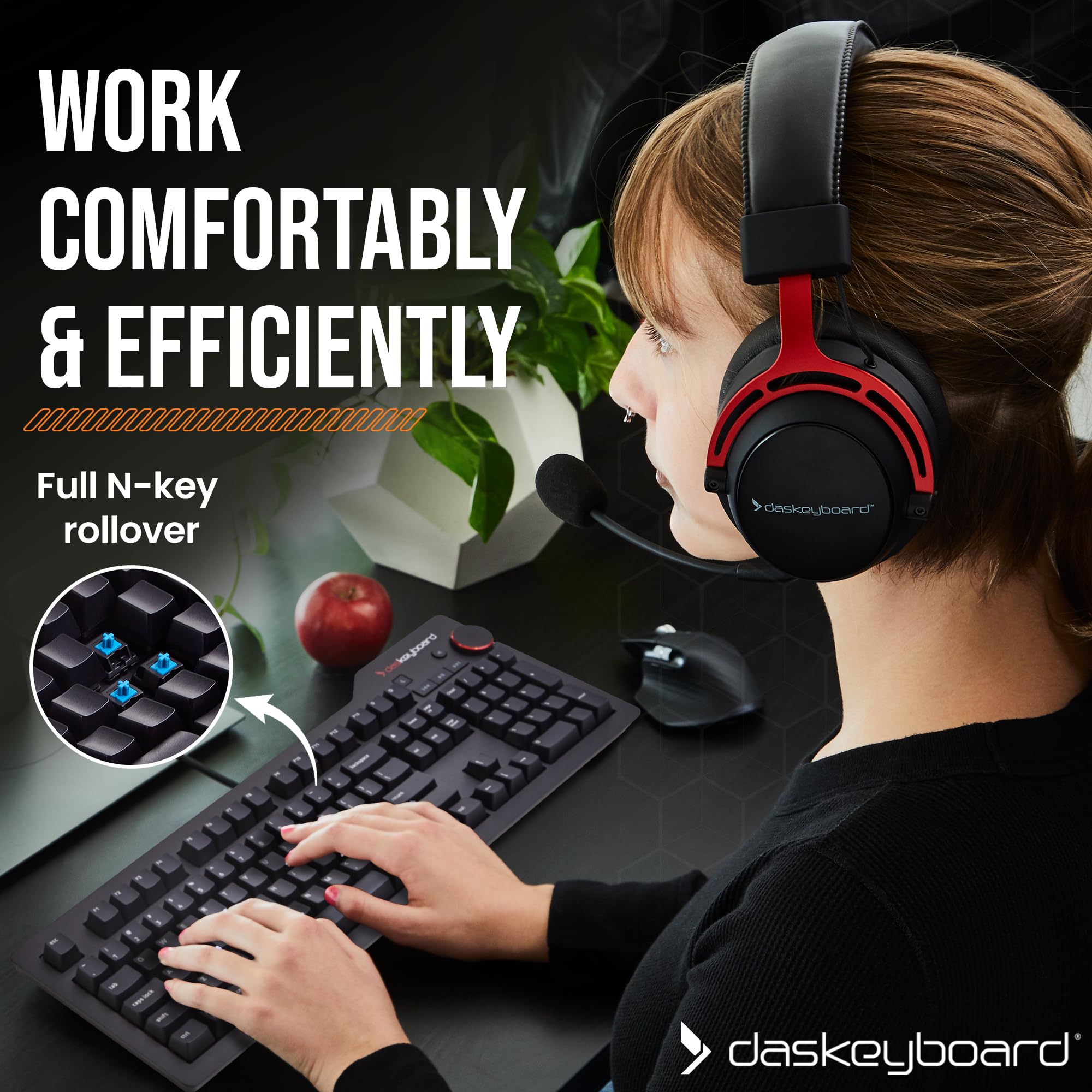 Das Keyboard 4 Professional For Mac Wired Mechanical Keyboard, Cherry Mx Blue Mechanical Switches, 2 Port Usb 3.0 Hub, Volume Knob, Aluminum Top (104 Keys, Black)