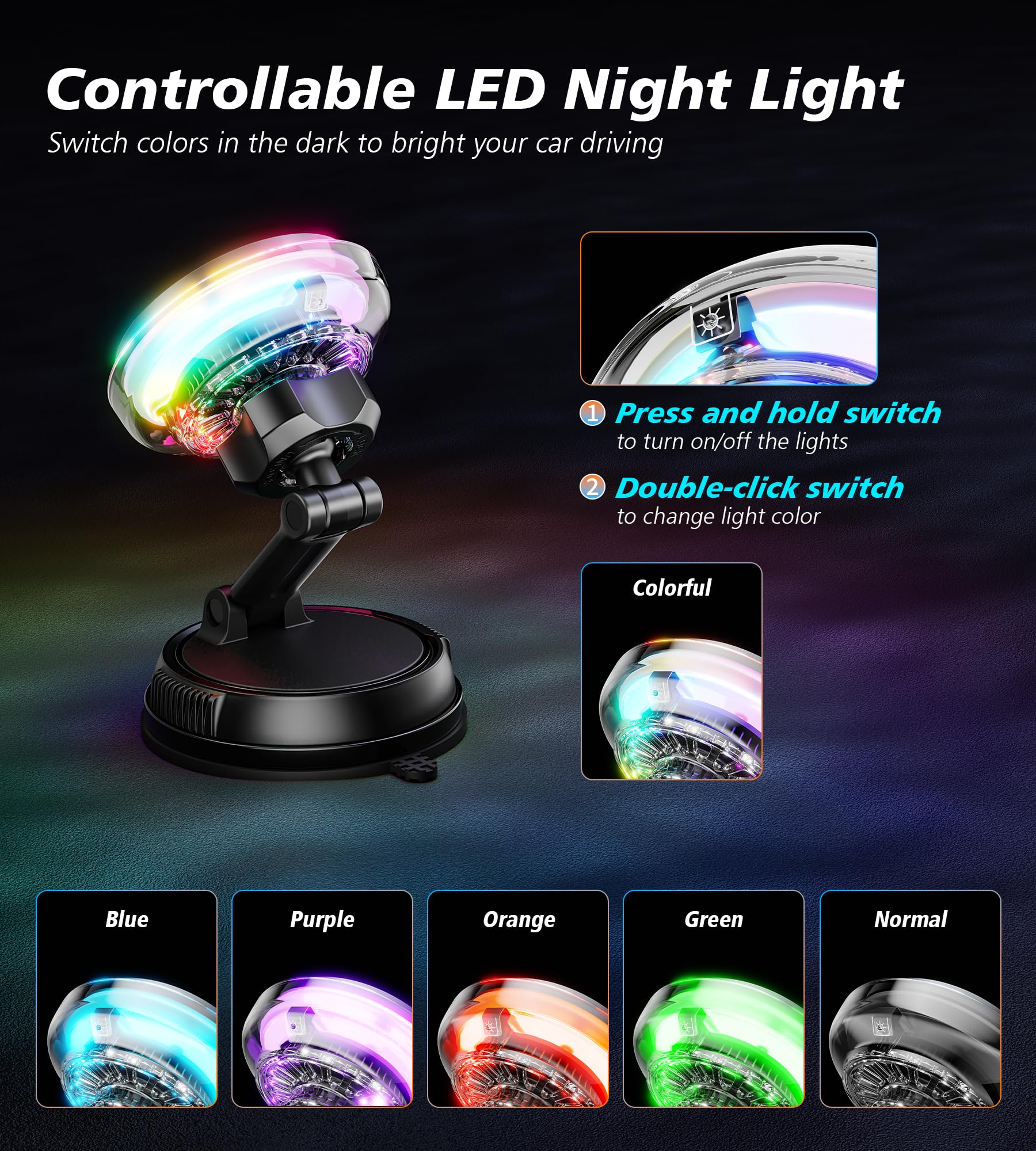 For Qi2 15W Magsafe Car Mount Charger With Cooling Fan, [Rapid Charging Cooler With Rgb Lights], 78+Lbs Stronger Suction Wireles