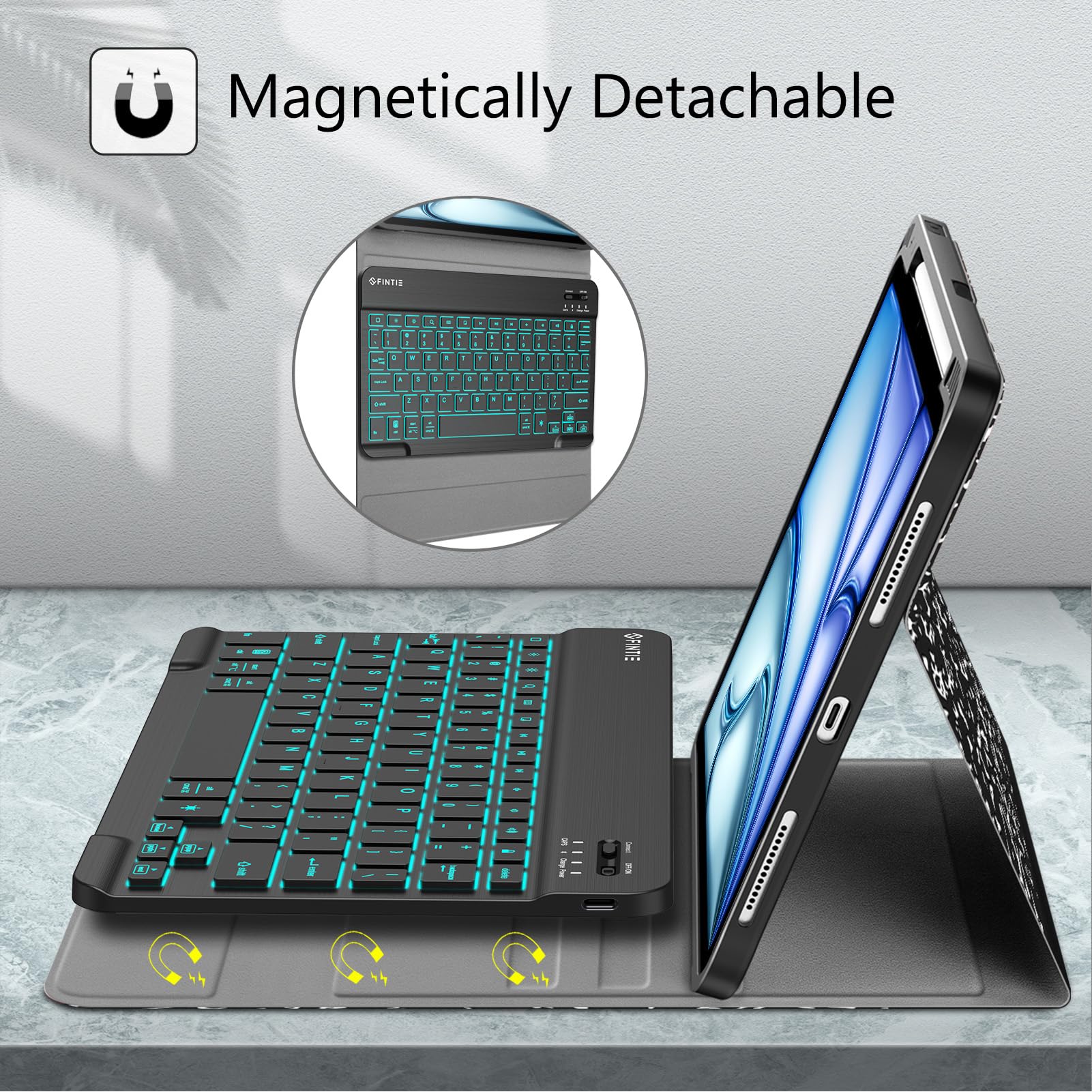 Fintie Keyboard Case For Ipad Air 11-Inch M2 (2024), Ipad Air 5Th Generation (2022) / Ipad Air 4Th Gen 10.9 - Soft Tpu Back Cove