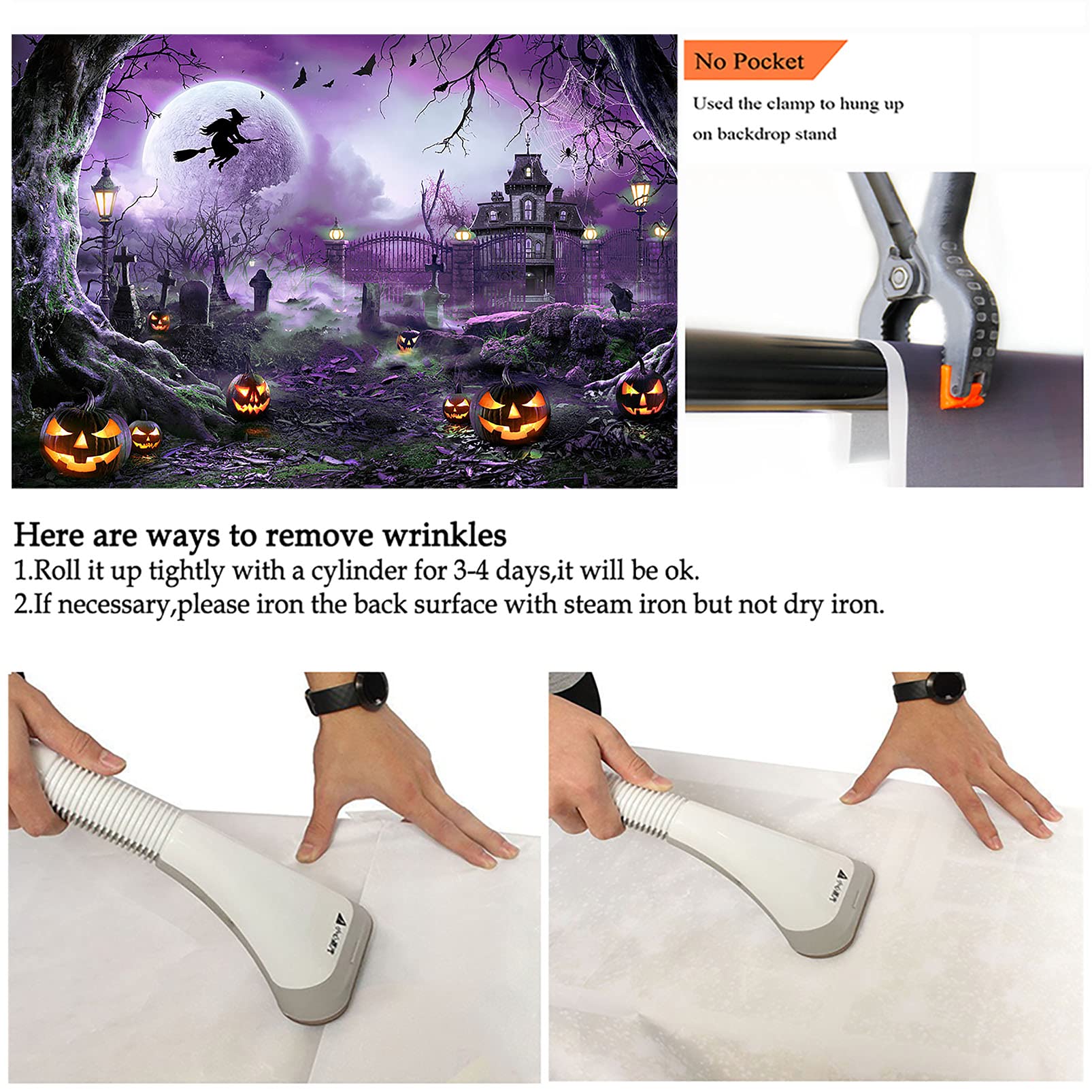 Avezano Halloween Photography Backdrop Full Moon Scary Night Castle Pumpkins Party Background Spooky Witch Bats Cemetery Child K