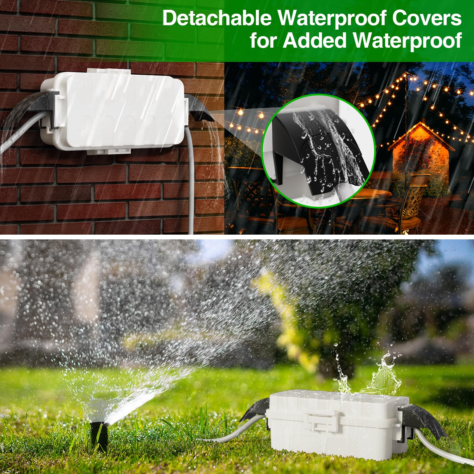 [2 Pack] Flemoon Outdoor Electrical Box Waterproof W/Detachable Shield Covers, Ip55 Waterproof Extension Cord Cover For Plug, Ou