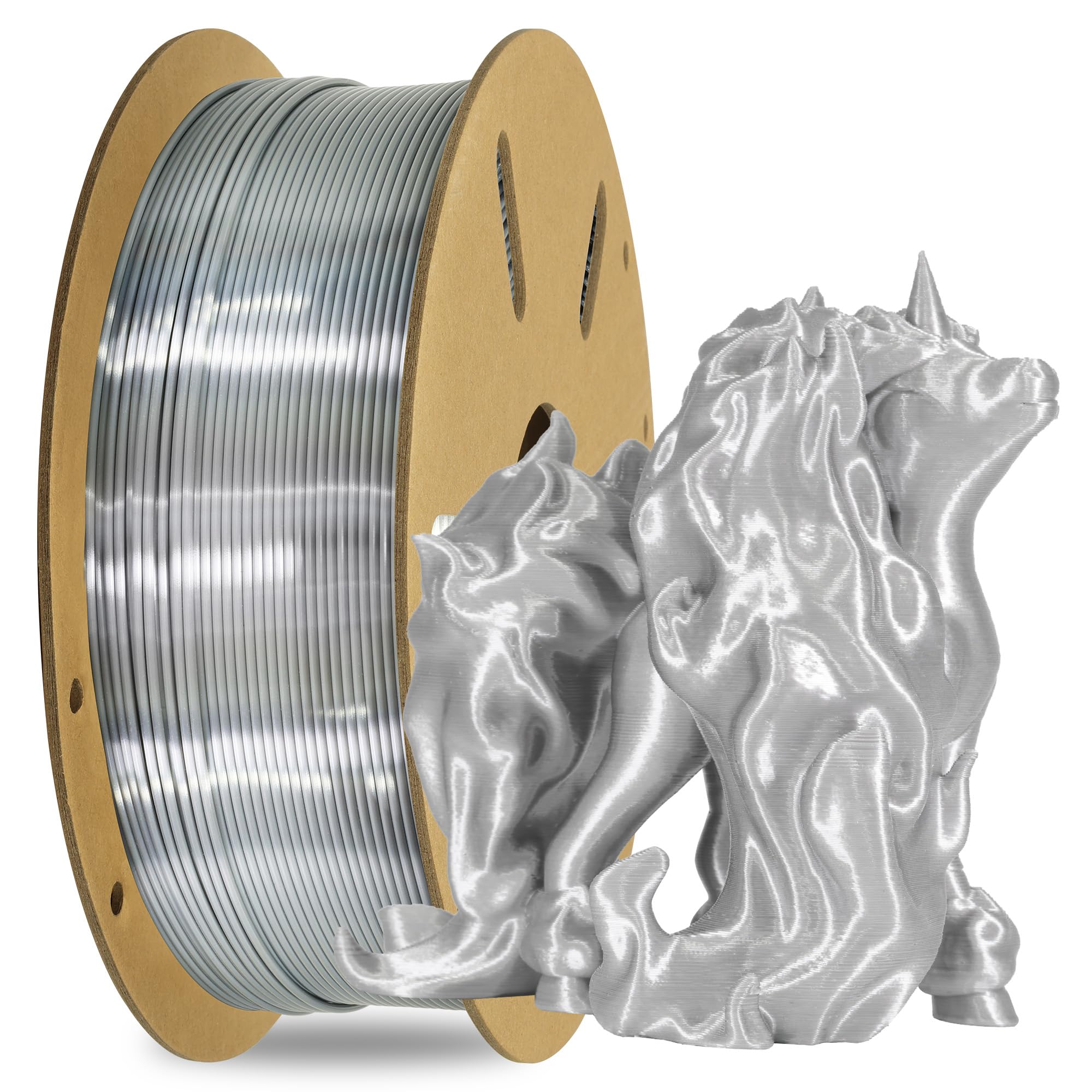 Oem Mika3D Silk Metalic Shiny Silver Pla 1.75Mm 3D Printer Filament, Widely Support For Most 3D Printing Printer, 2.2Lbs 1Kg Sil