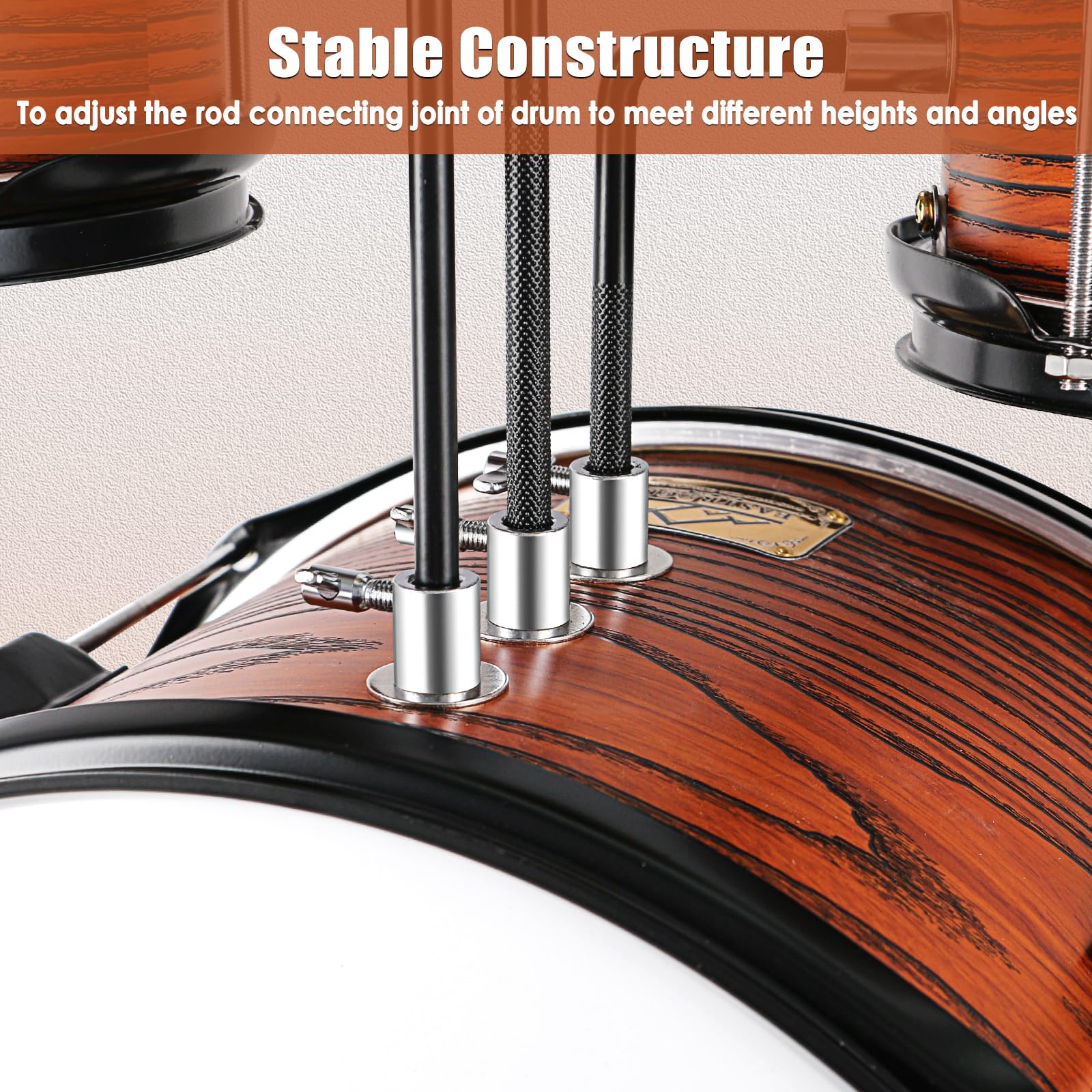 Eastrock Kids Drum Set, 3 Piece 14'' Junior Drum Sets For Drummer,Beginner, Drum Set With Adjustable Throne,Cymbal,Pedal,Drumsti