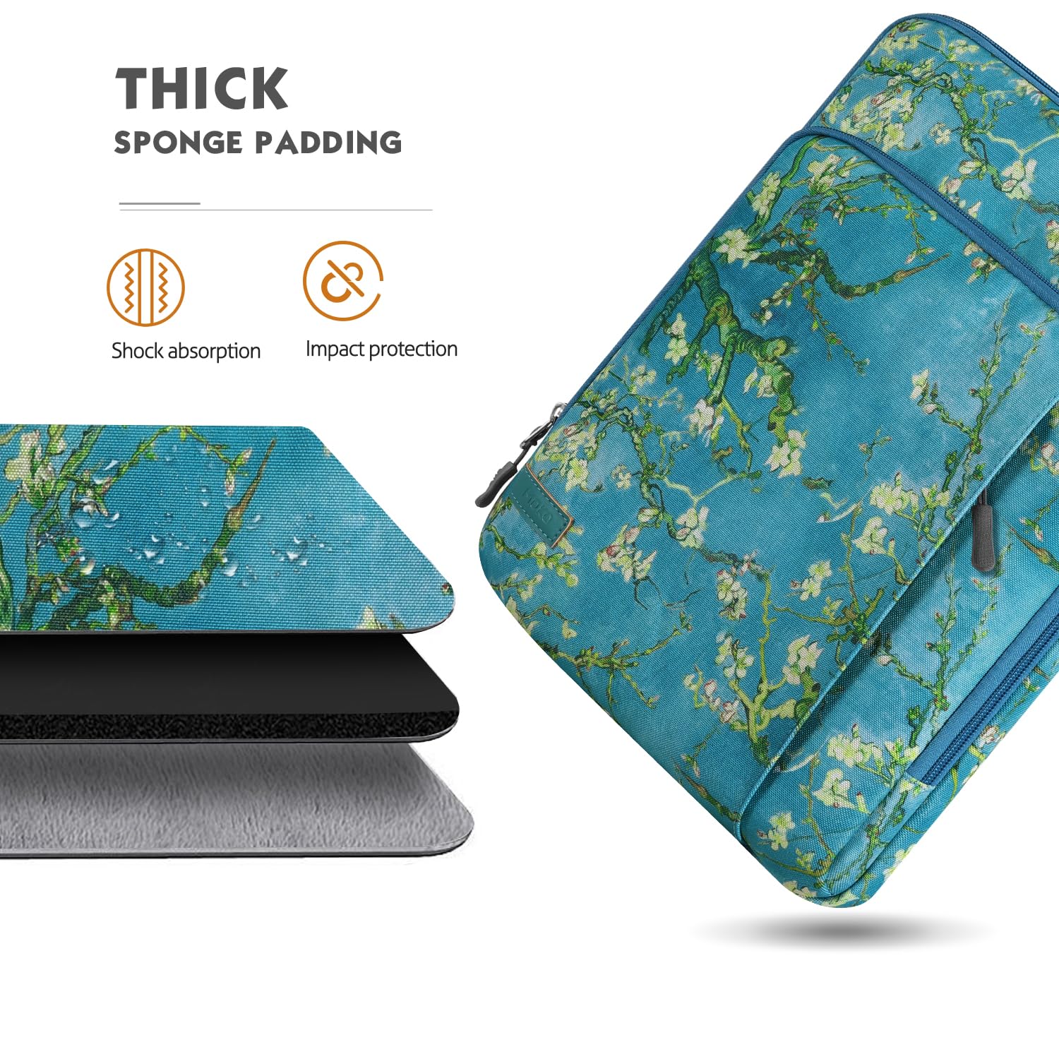 MoKo Laptop Sleeve Bag for 13.3 14 Inch, Notebook Carrying Case with Pocket Fits New MacBook Pro M3/M2 14' /13' M2/M1 Pro/M1 Max 14.2 2023 2021/Air 13.6' M2 2022, Surface Pro 9/8 13', Mint Green