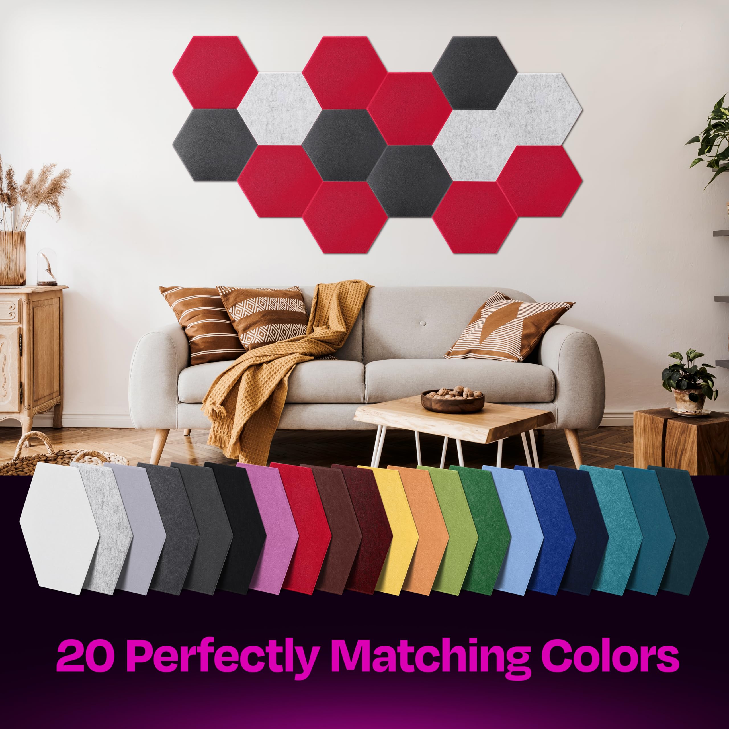 Ekkogo Acoustic Panels 12 Pack Soundproof Wall Panels 14''X13''X0.4'' Sound Panels High Density Sound Dampening Panels   [Candy