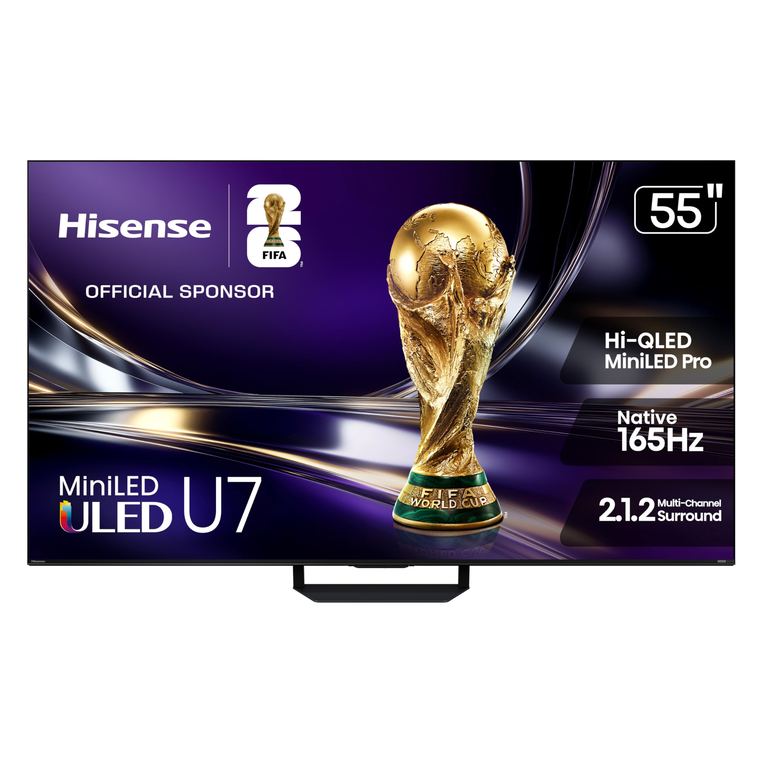 Hisense 55 U7 Mini-LED ULED 4K UHD Best Premium Gaming Google Smart TV (55U7SG, 2026 NEW) - Hi-QLED, Native 165Hz, VRR 330, HDR1