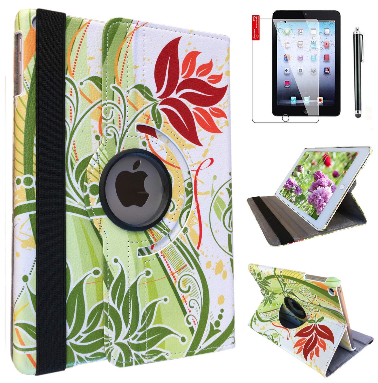 Case For Ipad 6Th/ 5Th Generation 9.7 Inch 2017/2018 A1822 A1823 Smart Stand Case Support Wake/Sleep Function Orange Flowers