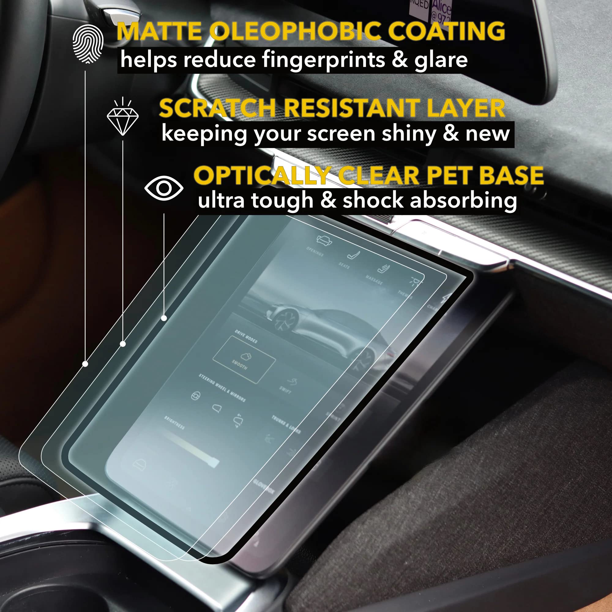 Twraps Screen Protectors For Lucid Air   Pilot Only (1Pc), Matte/Anti Glare | Display Protection For The Touchscreen & Infotainment System Lucid Air Accessories