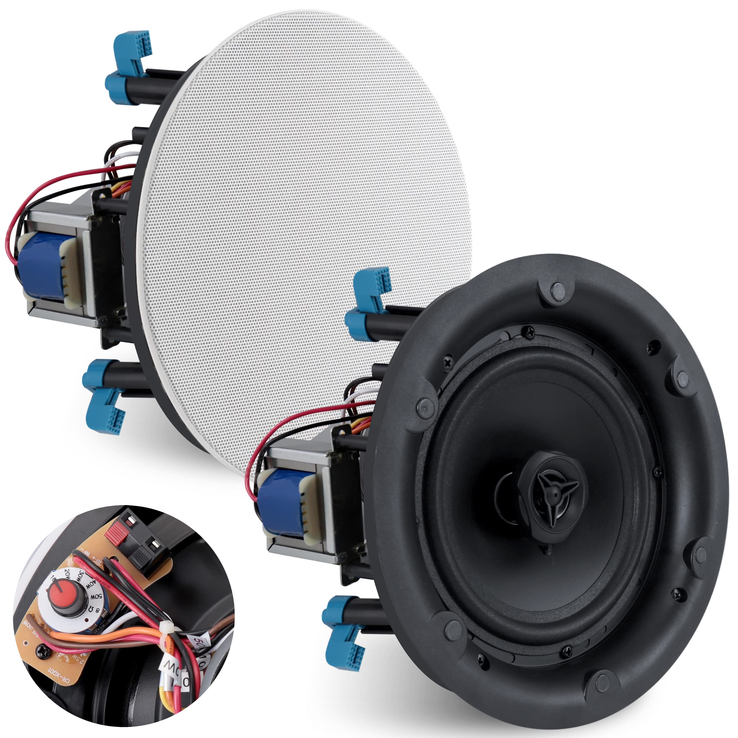 Pyle Ceiling and Wall Mount Speaker8 2Way 70V Audio Stereo Sound Subwoofer Sound with Dome Tweeter,600 Watts,inWall&inCei