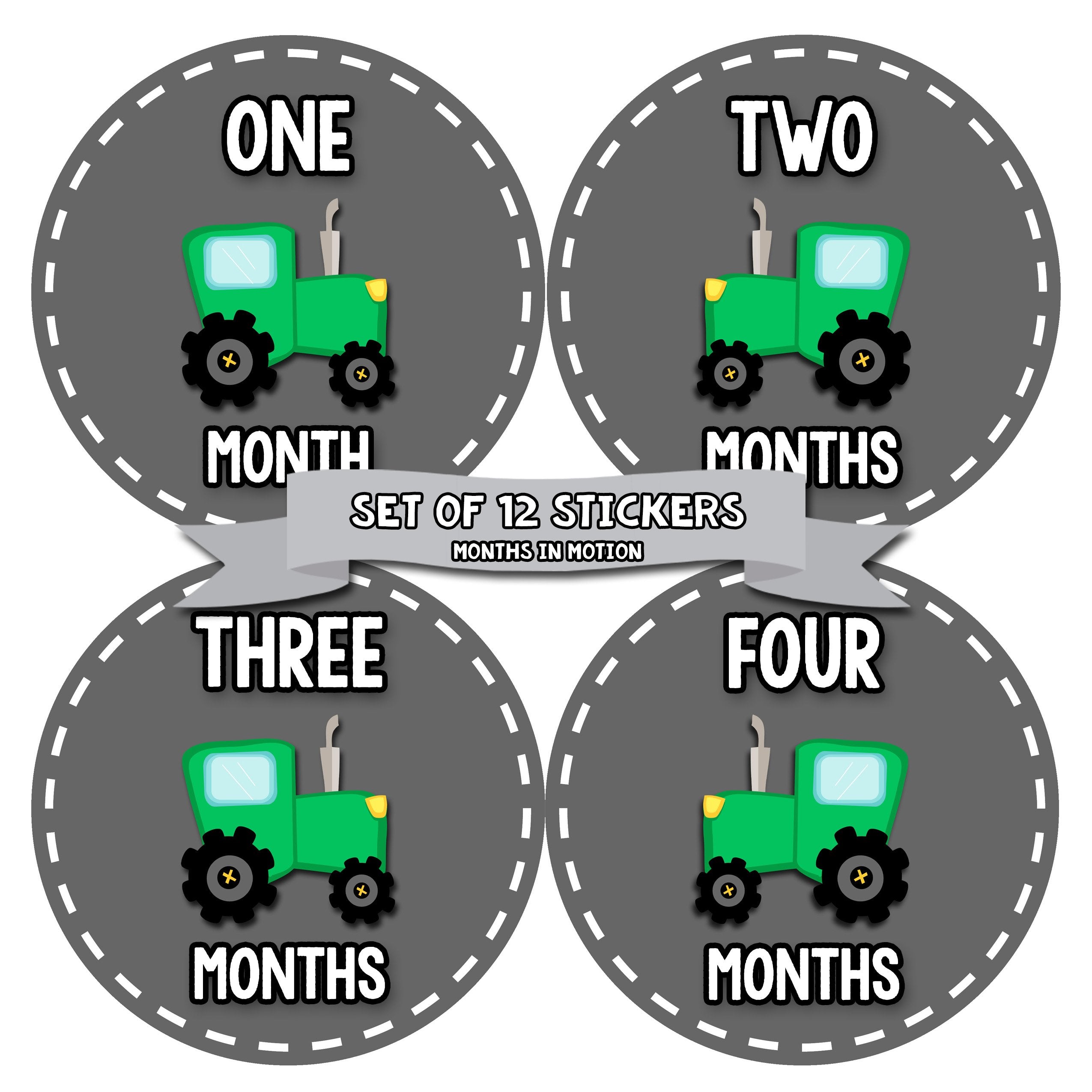 Months In Motion Monthly Stickers For Boy   Monthly Milestone Sticker   12 Monthly Milestone Stickers   Baby Month Stickers For