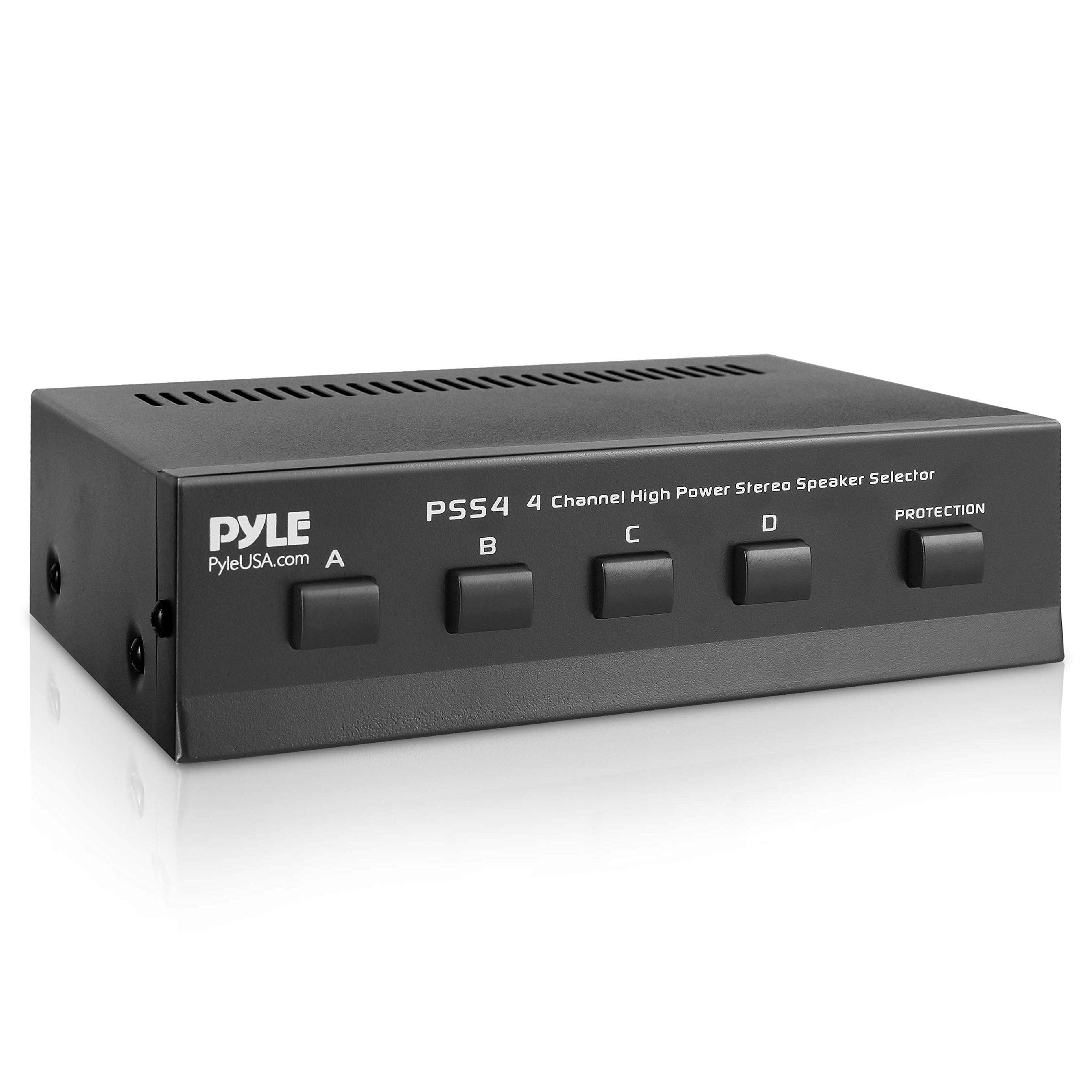 Pyle Home 4 Zone Channel Speaker Switch Selector Premium New & Improved Switch Box Hub, Distribution Box For Multi Channel High