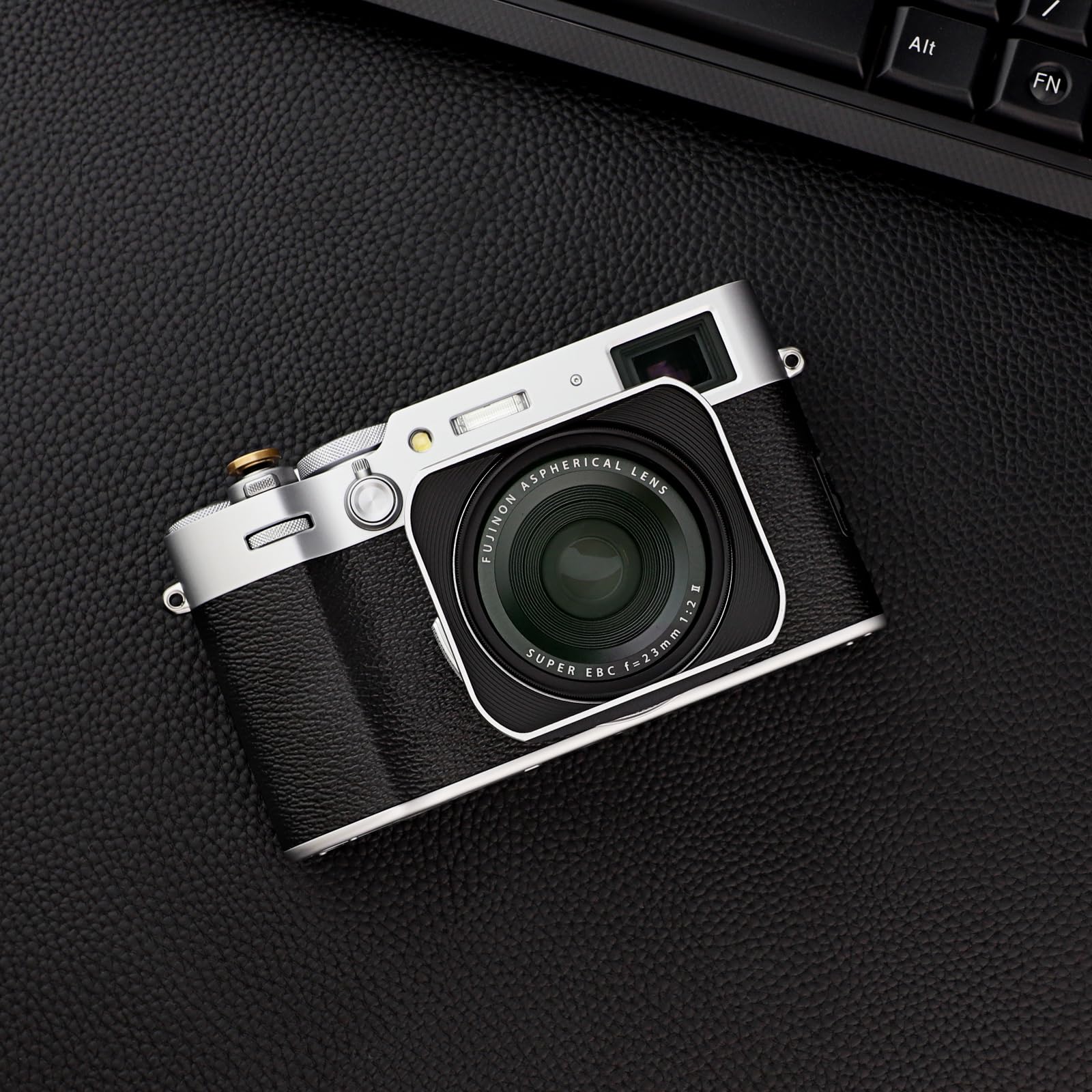 Haoge Lh X200S Square Metal Lens Hood With 49Mm Adapter Ring Metal Cap For Fujifilm X100Vi Fuji X100V X100F X100T X100S X70 Fuji Photo Camera Accessories Silver