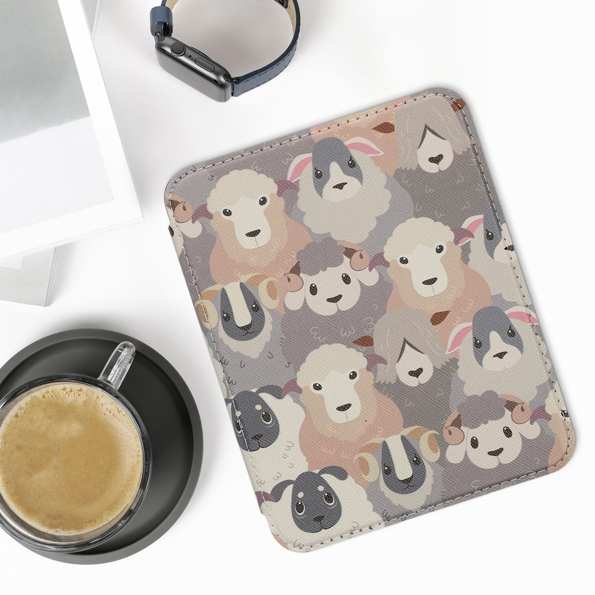 Kwmobile Case Compatible With Barnes & Noble Nook Glowlight 4 / 4E Case   Ereader Cover   Sheep White/Brown/Grey