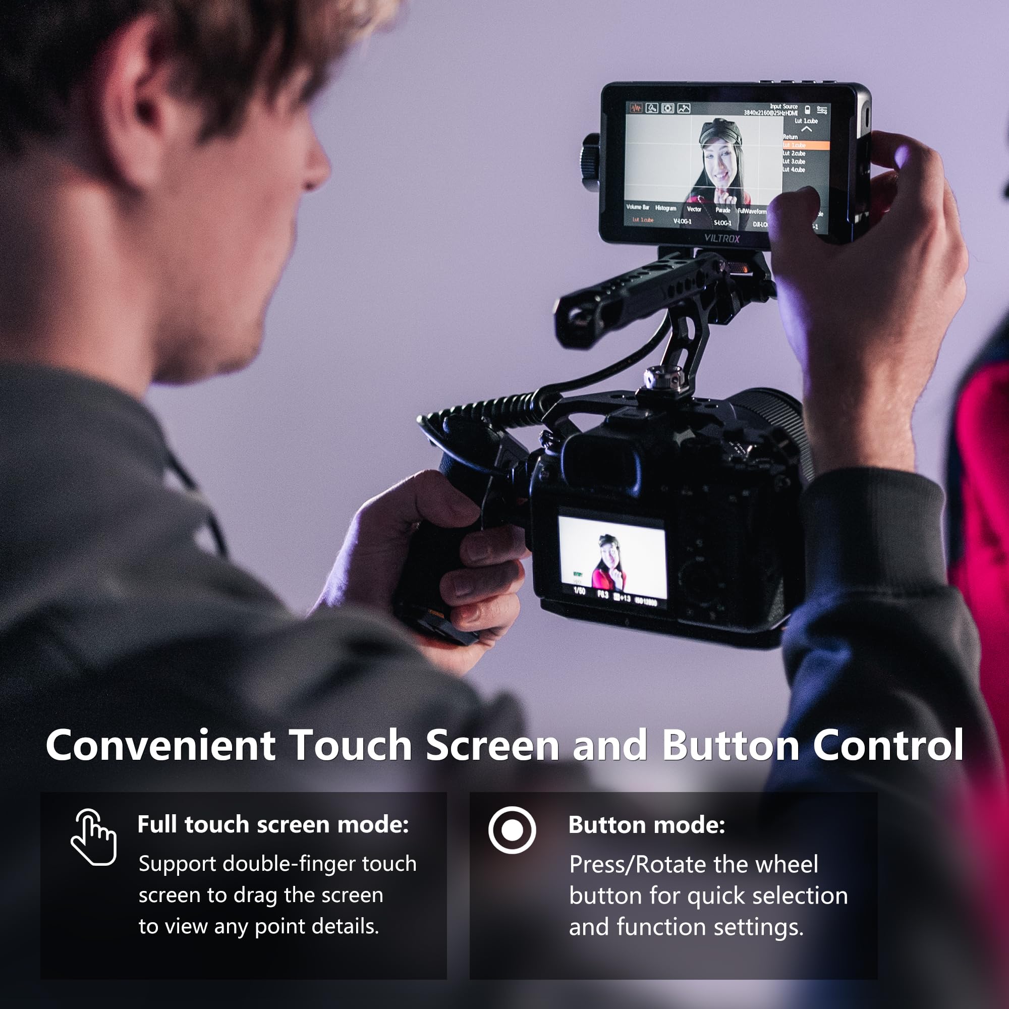 Viltrox Dc-550 Pro Touchscreen Camera Field Monitor 4K Hdmi (5.5 Inch) Dslr Camera Monitor With Battery Sunshade Hood 3D Lut Pea