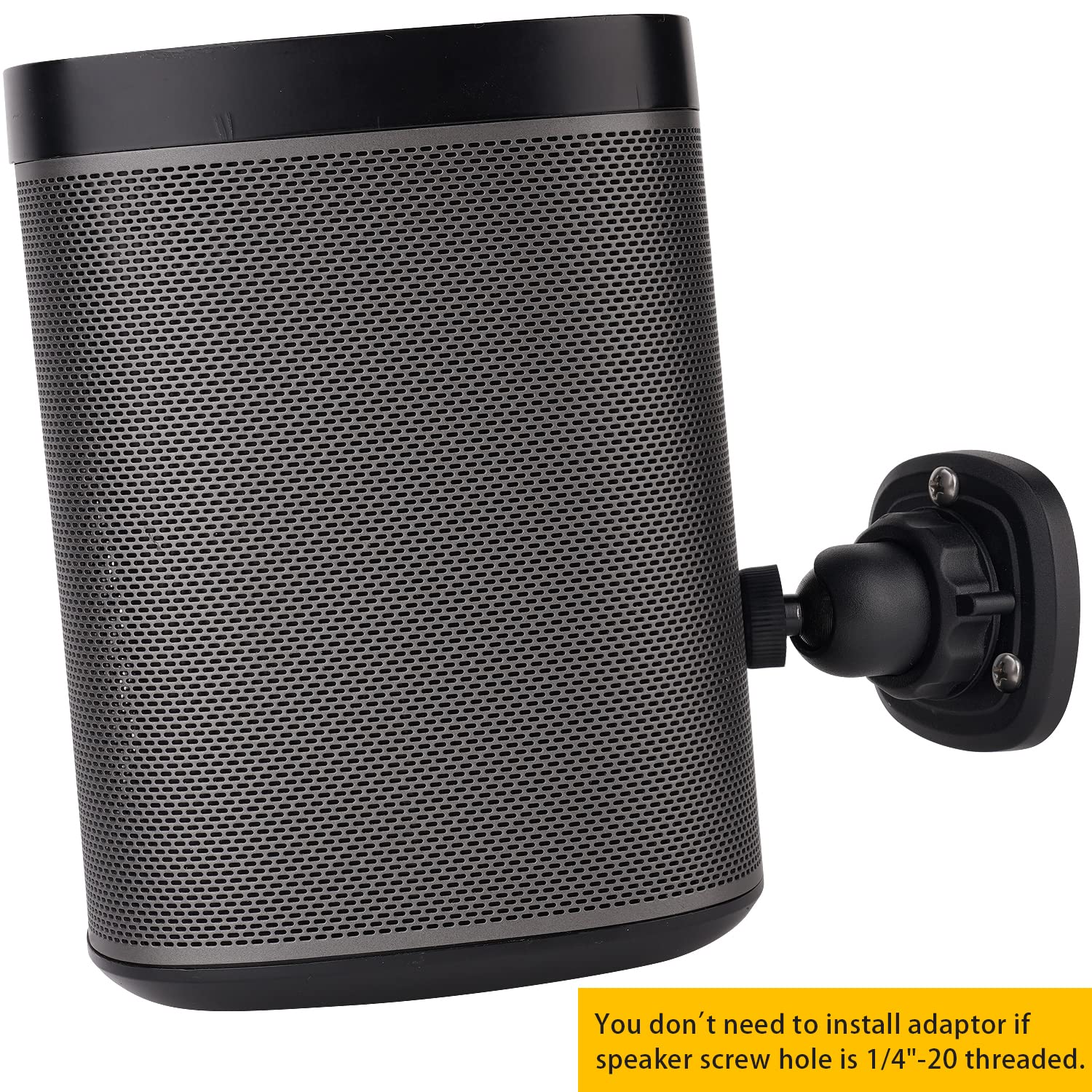 Mippko 2 Pack Speaker Wall Mount Holder For Standard 1/4' 20 Threaded Screw Hole,360� Adjustment Aluminum Alloy Mount,Black