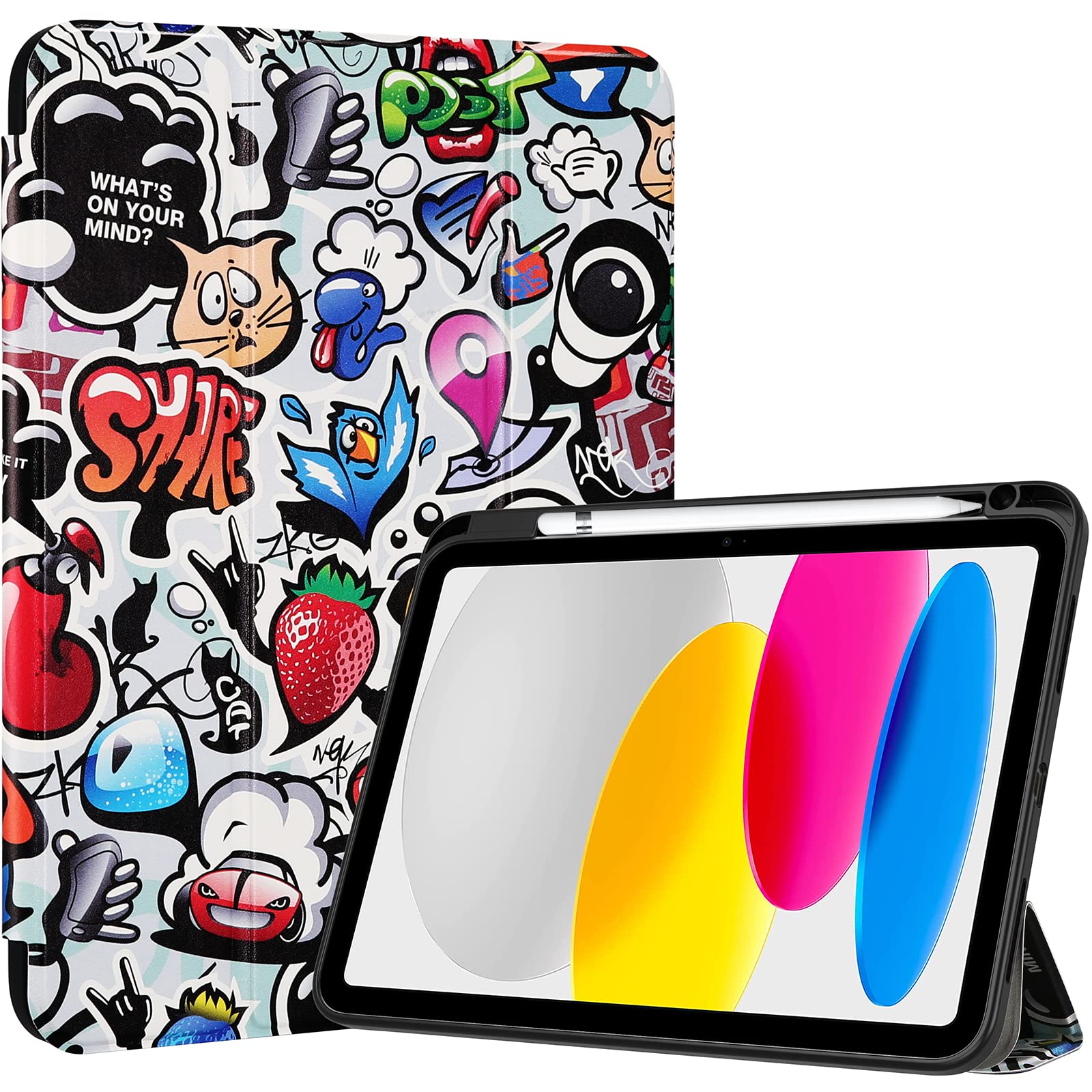 Procase Protective Case For Ipad 10Th Generation 10.9 Inch 2022 Release, Transparent Hard Back Cover, Built In Pencil Holder, Tpu Frame, Soft Microfiber Lining