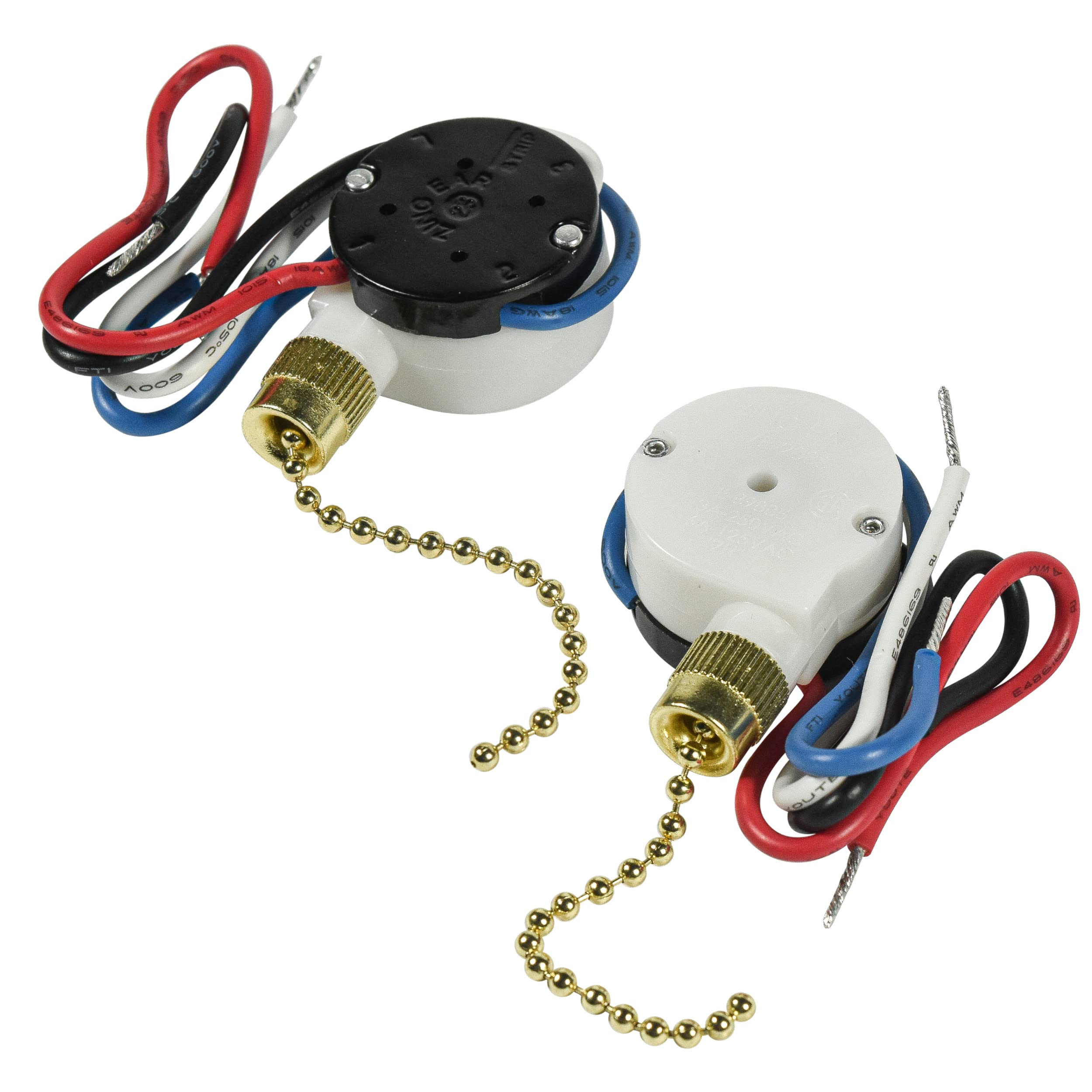 Hqrp 2 Pack 3 Speed 4 Wire Switch Compatible With Hunter, Hampton Bay, Harbor Breeze, Westinghouse Ceiling Fan Pull Chain Light