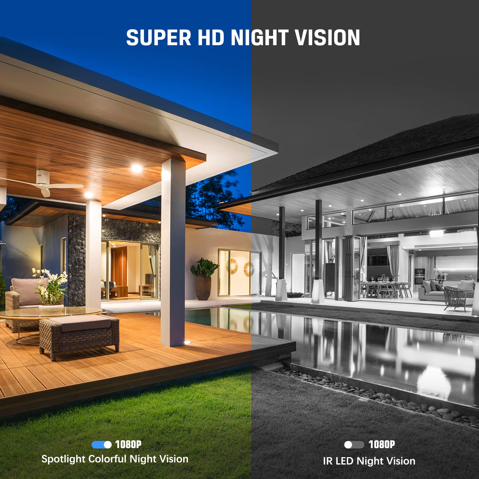 Xega 4 Pack Security Camera Wireless Outdoor 2K 360 Ptz Camera Solar Security Cameras 2.4G Wifi Video Surveillance W/Spotlight &