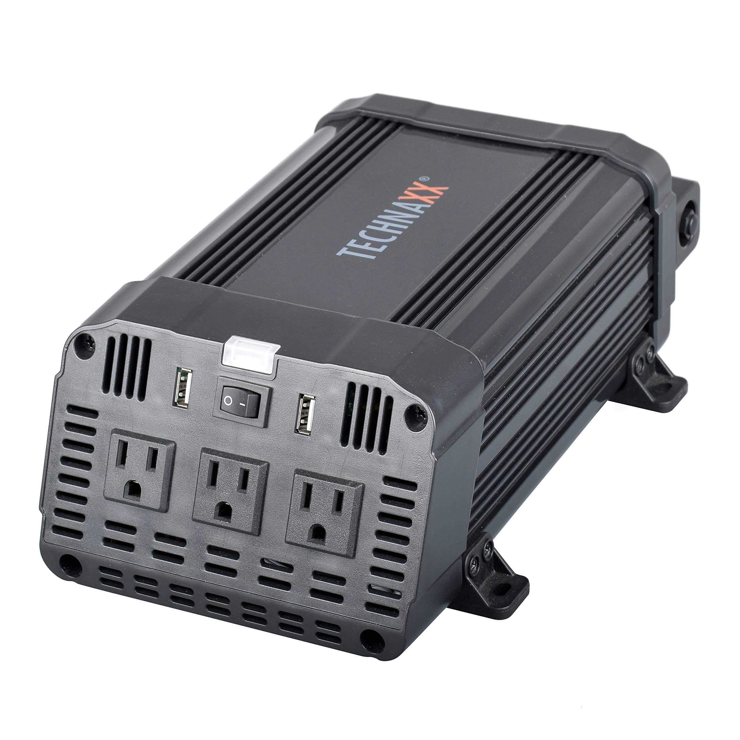 Technaxx Car Power Inverter TE16, 3X Plugs, 2X USB Ports, TV Rheinland Certified, converts 12v to 120v - Power Output is 1200W (
