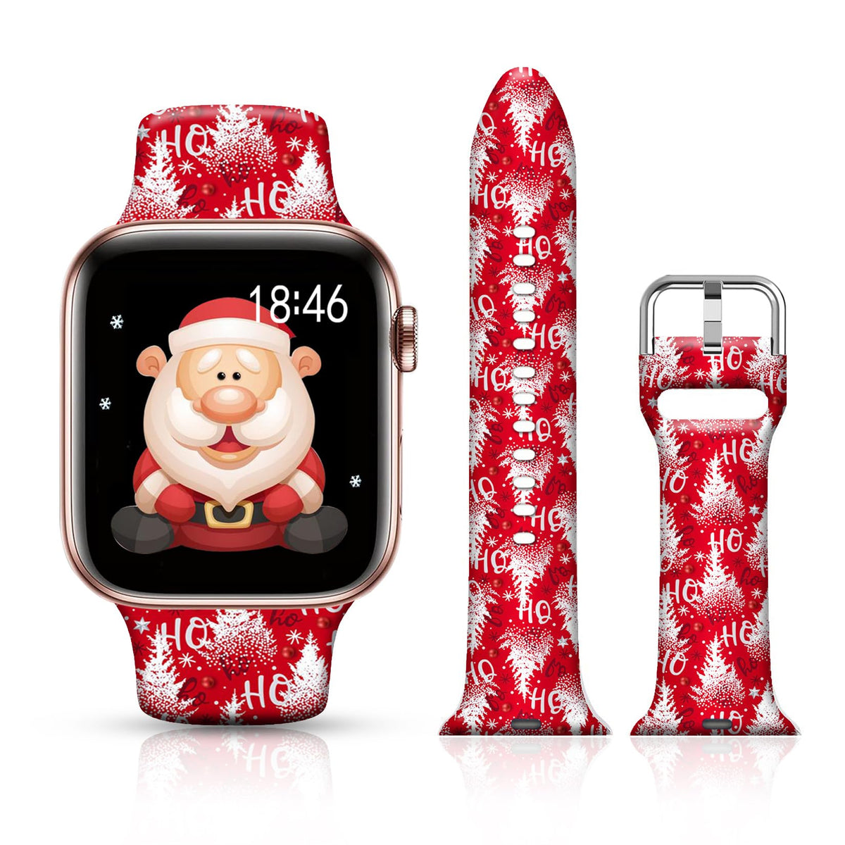 Ftfcase Holidays Christmas Watch Band Compatible With Apple Watch 41Mm 40Mm 38Mm, Soft Silicone Red Christmas Tree Sport Strap R