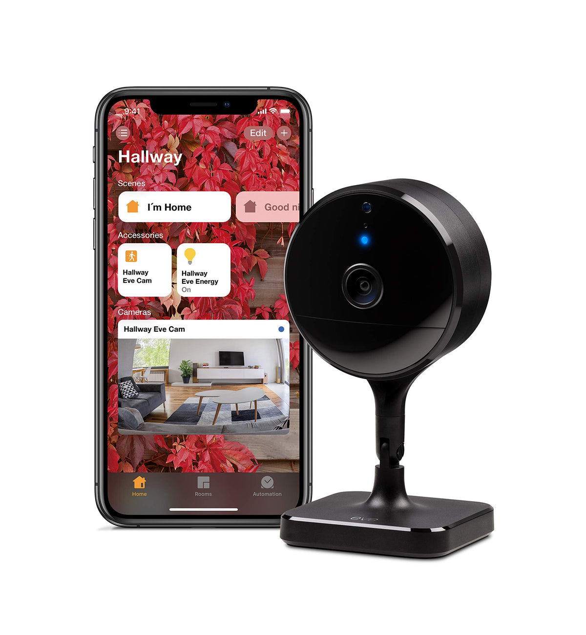 Eve Cam - Apple Homekit Smart Home Secure Indoor Camera With Motion Sensor, Microphone, Speaker & Night Vision, App Compatibilit