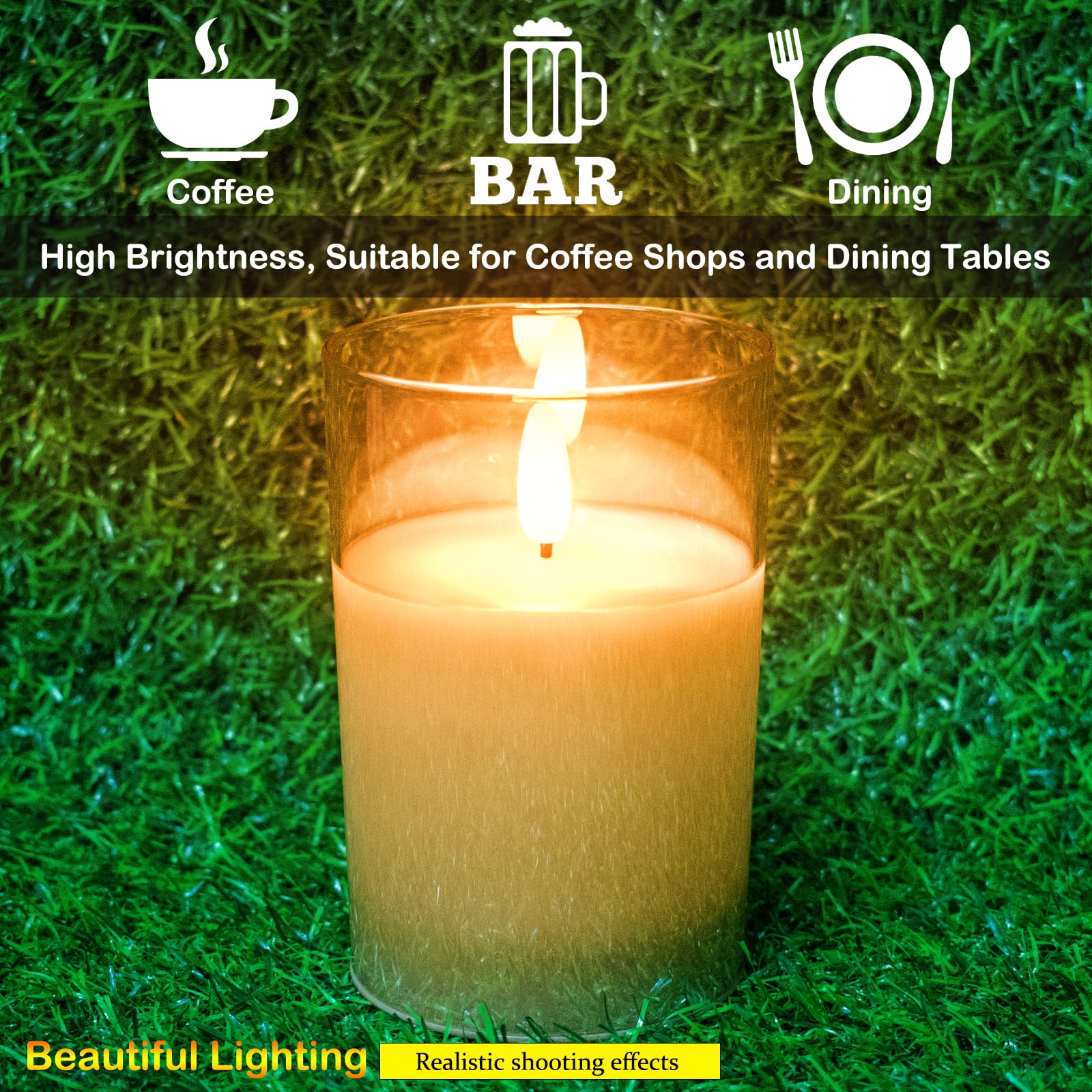 Hl Gold Glass Flameless Candles With Remote 600Hours Battery Operated With Timer Flickering Led Pillar Candles Real Wax For Part