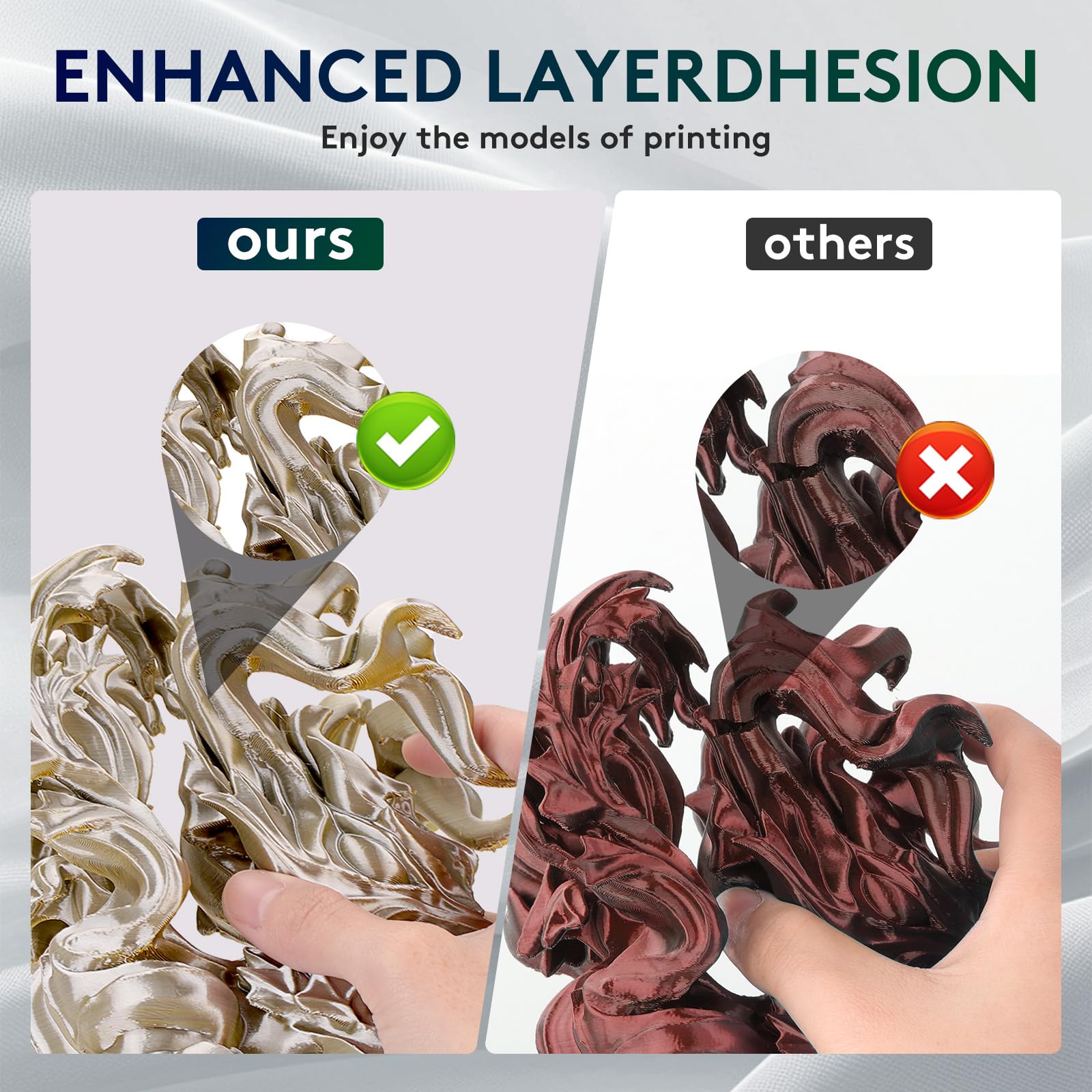 Eryone Silk Dual Color Filament Pla 3D Printer 1.75Mm +/  0.03Mm, Coextrusion Filament Pla Shiny Filament 1Kg(2.2Lbs), Gold Silv