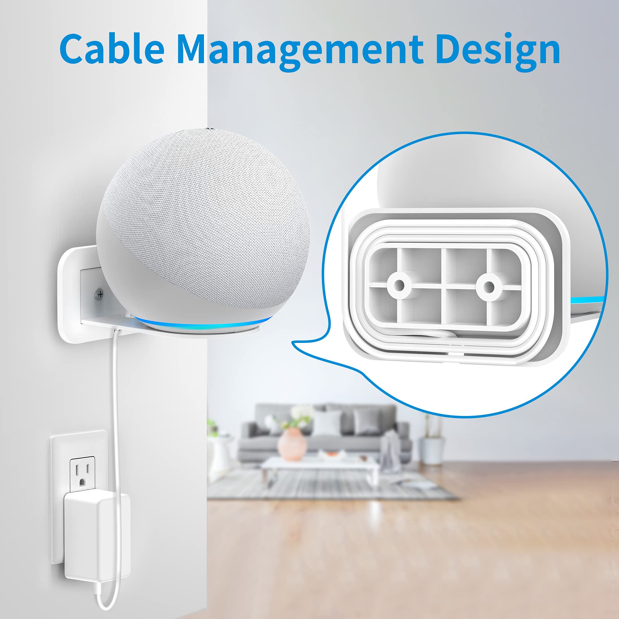 Plusacc Wall Mount For 4Th Gen   Space Saving Stand Shelf Compatible With Google Home Mini & 4Th Generation, Metal Bracket With