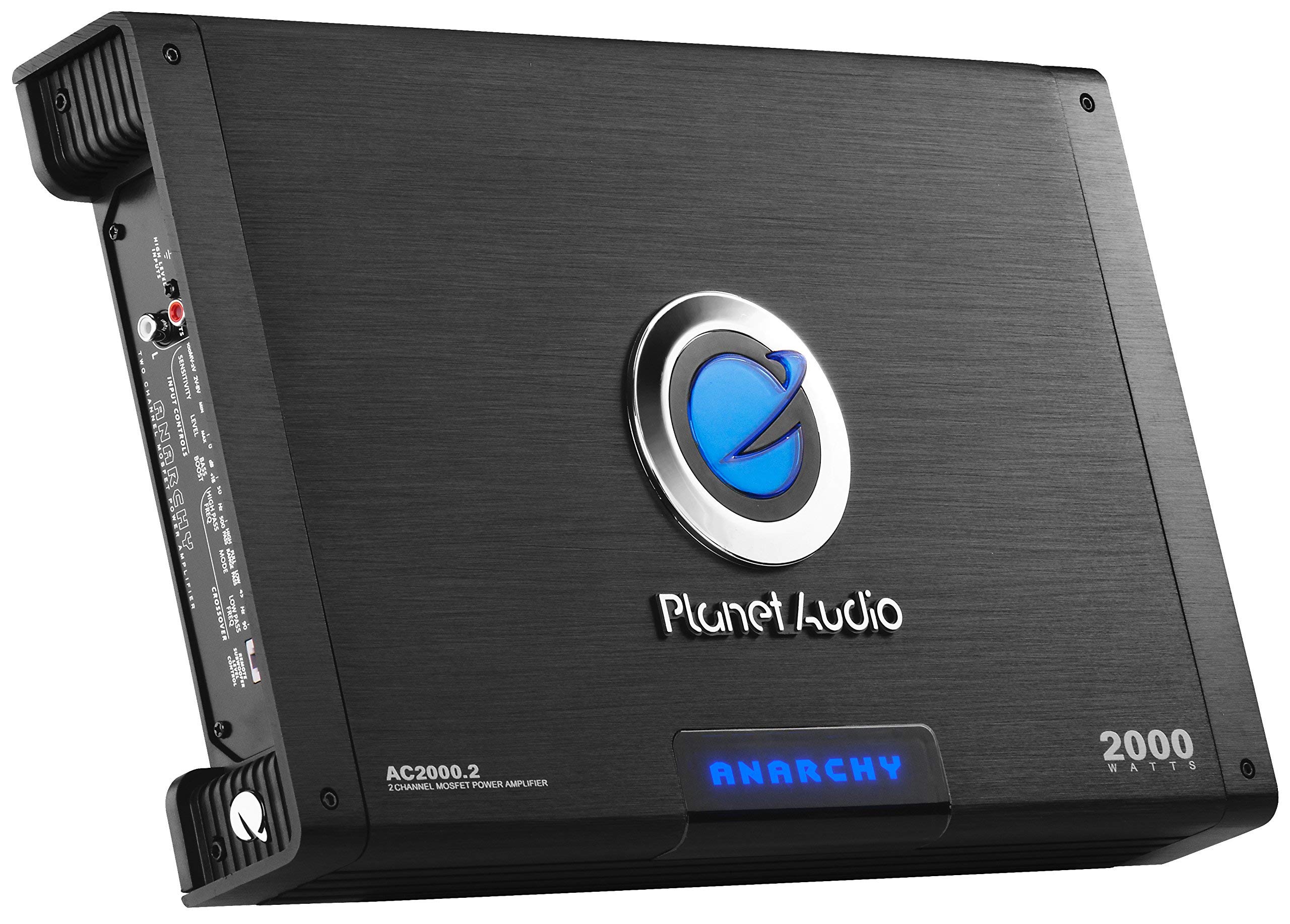 Planet Audio AC2000.2 2 Channel Car Amplifier - 2000W, MOSFET, Black, High/Low Inputs, Subwoofer Compatible